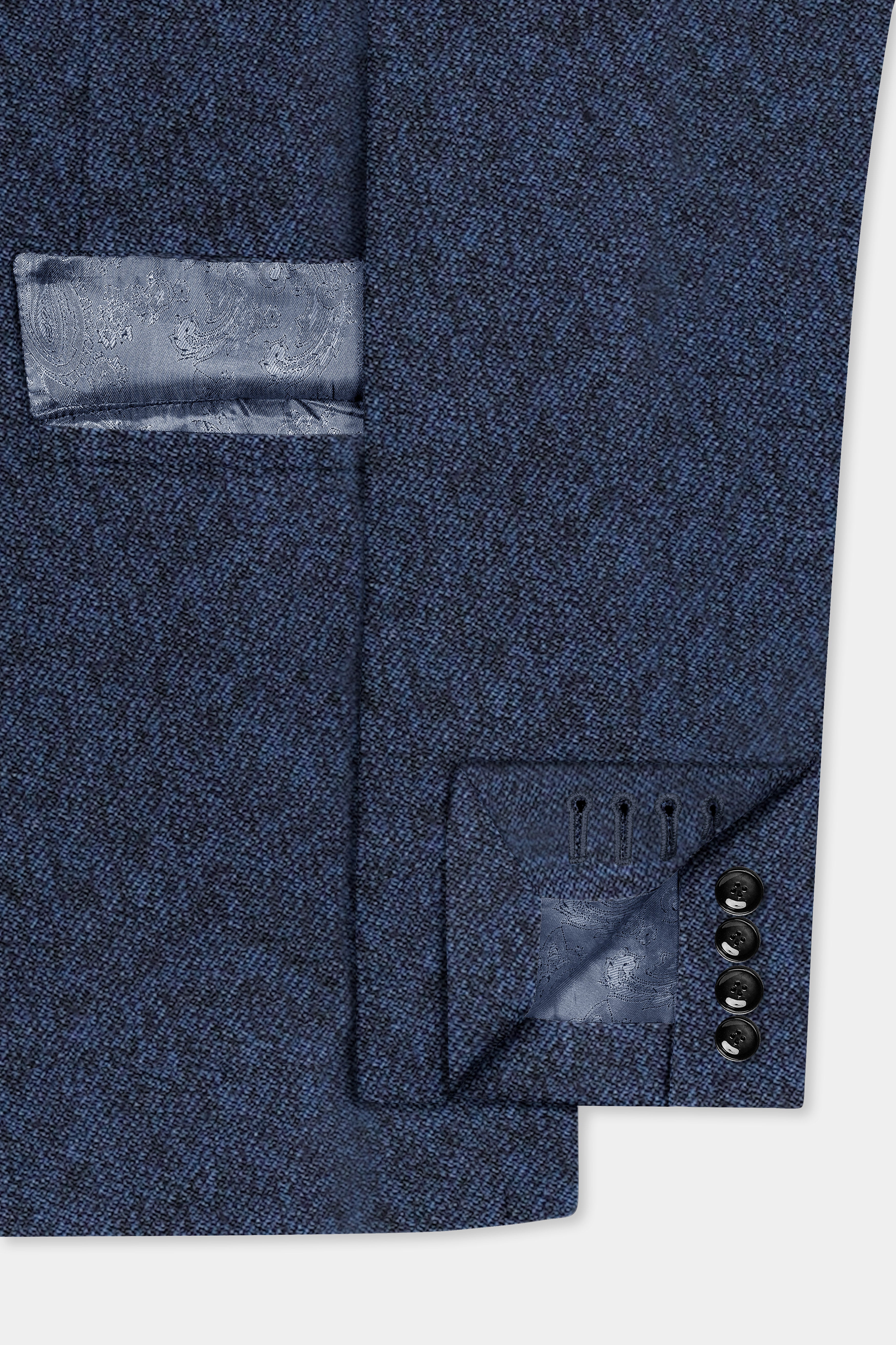 Nautical Crest-Martinique Blue Textured Cotton Double Breasted Suit