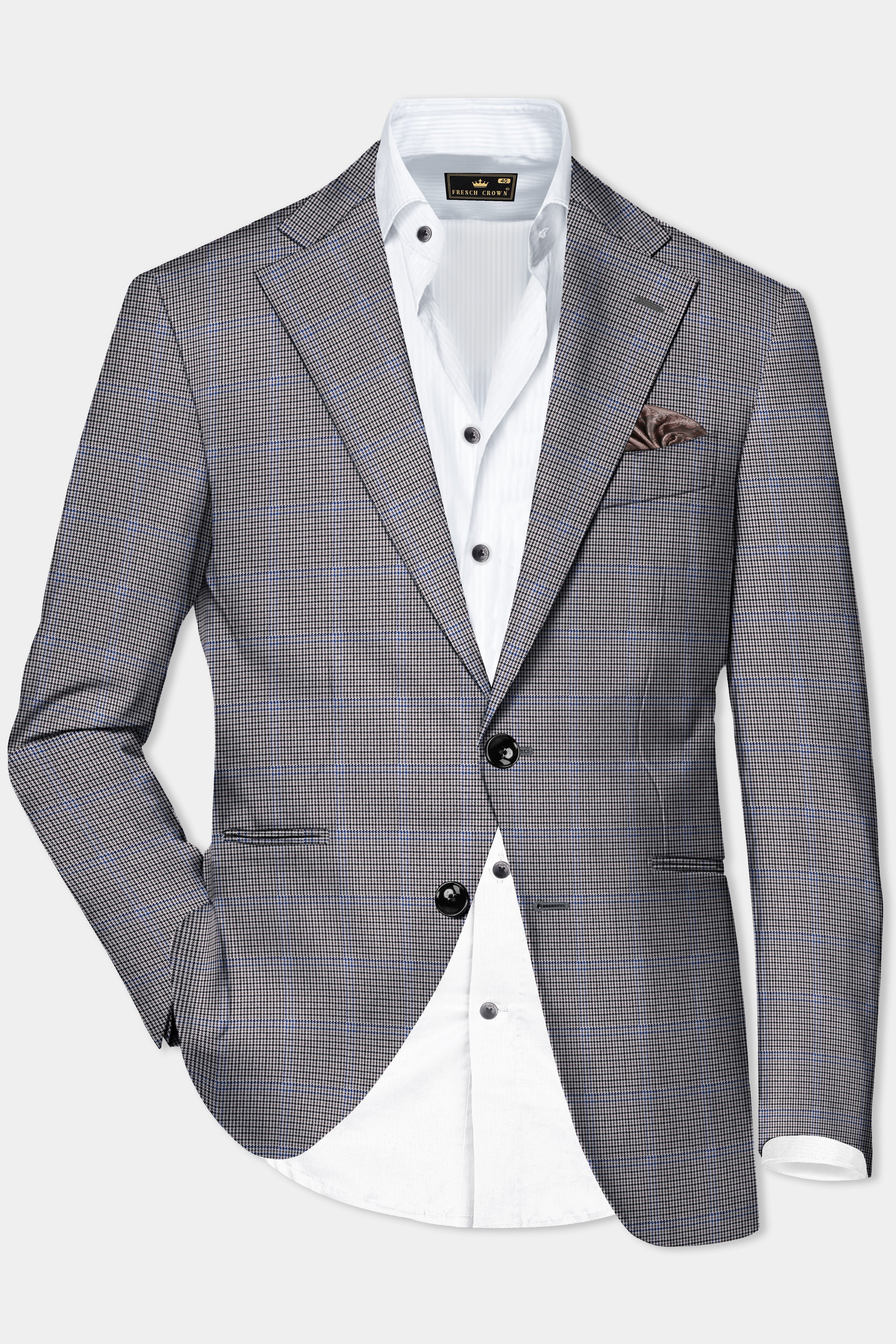 Aristo Blue-Dolphin Gray Plaid Wool Rich Single Breasted Suit