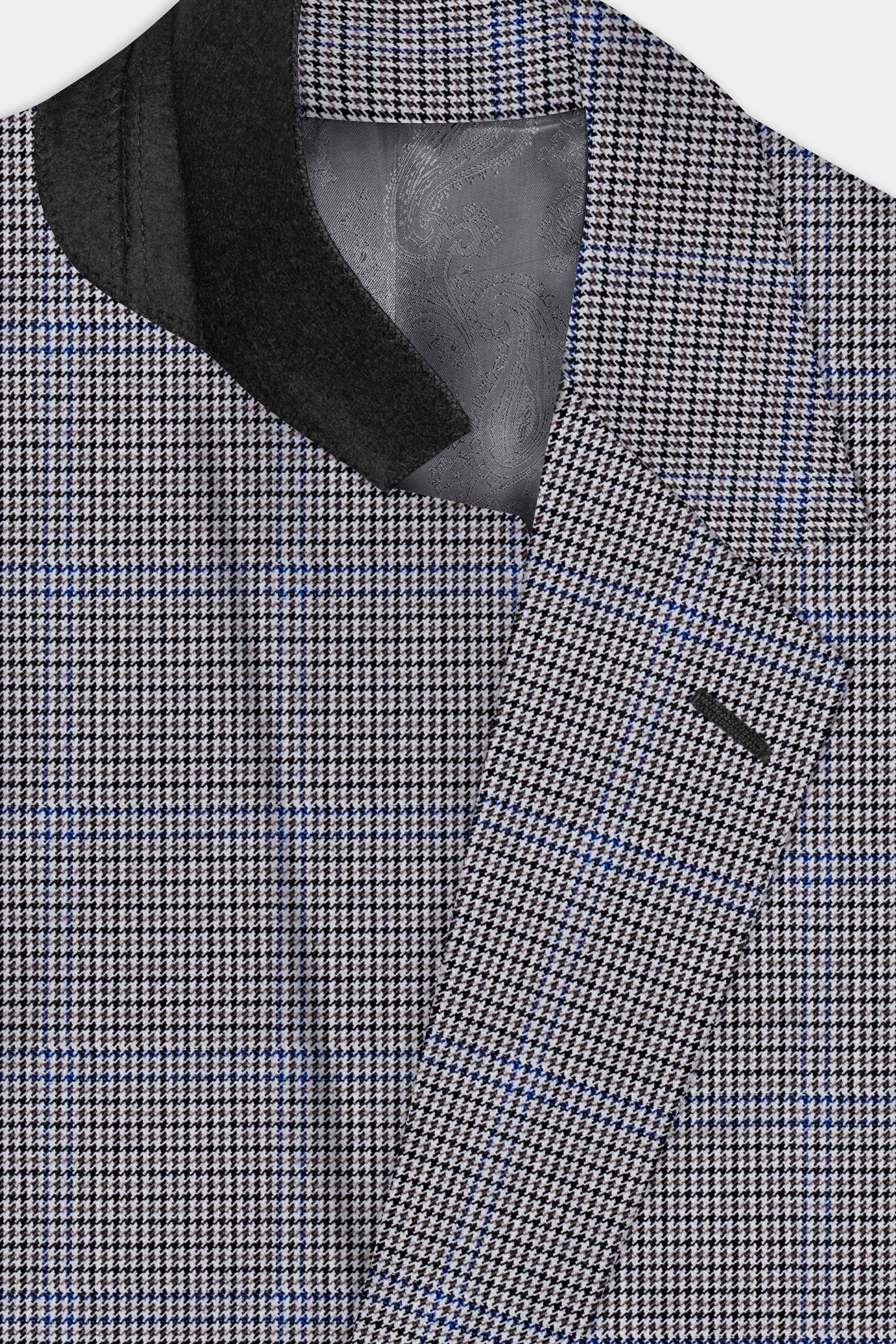 Aristo Blue-Dolphin Gray Plaid Wool Rich Single Breasted Suit