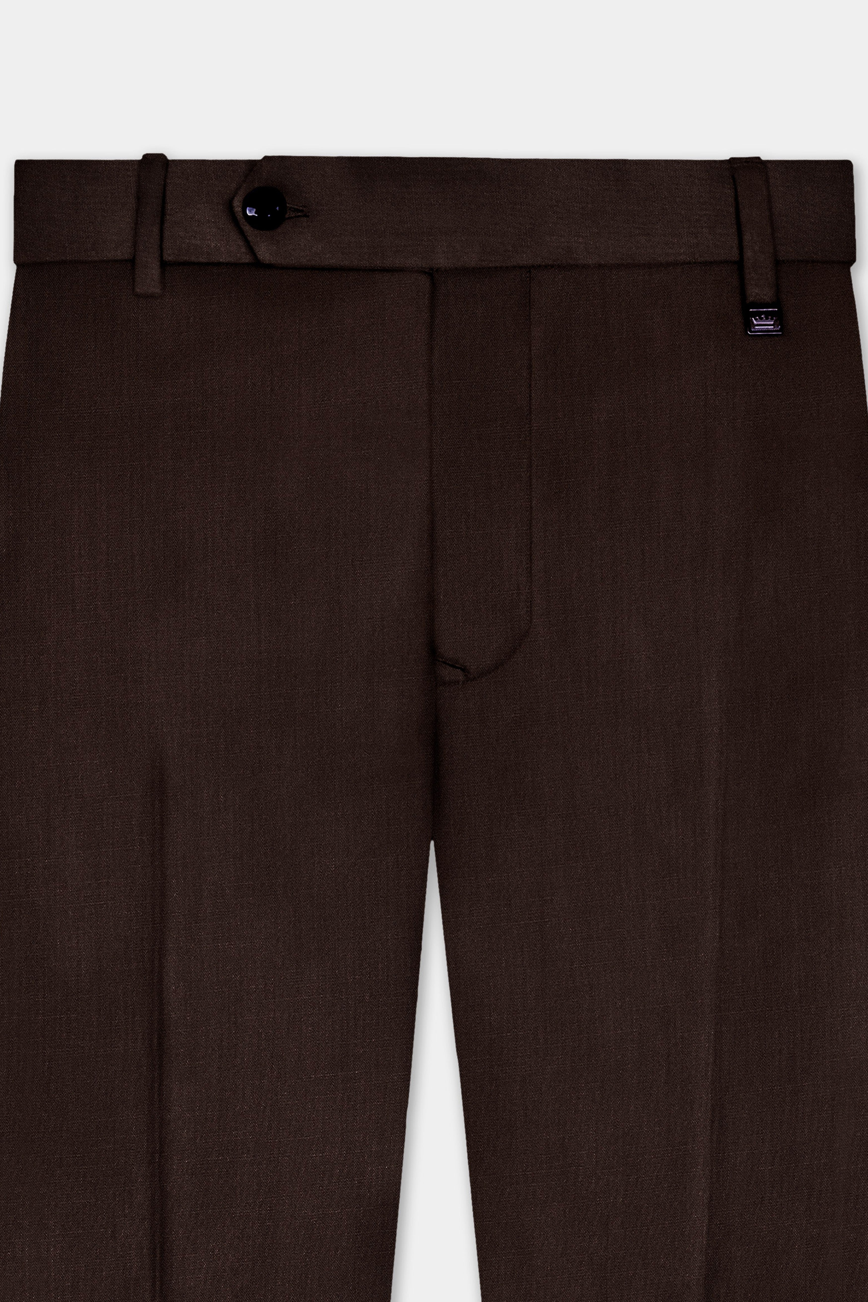 Espresso-Hickory Brown Solid Wool Rich Bandhgala Suit