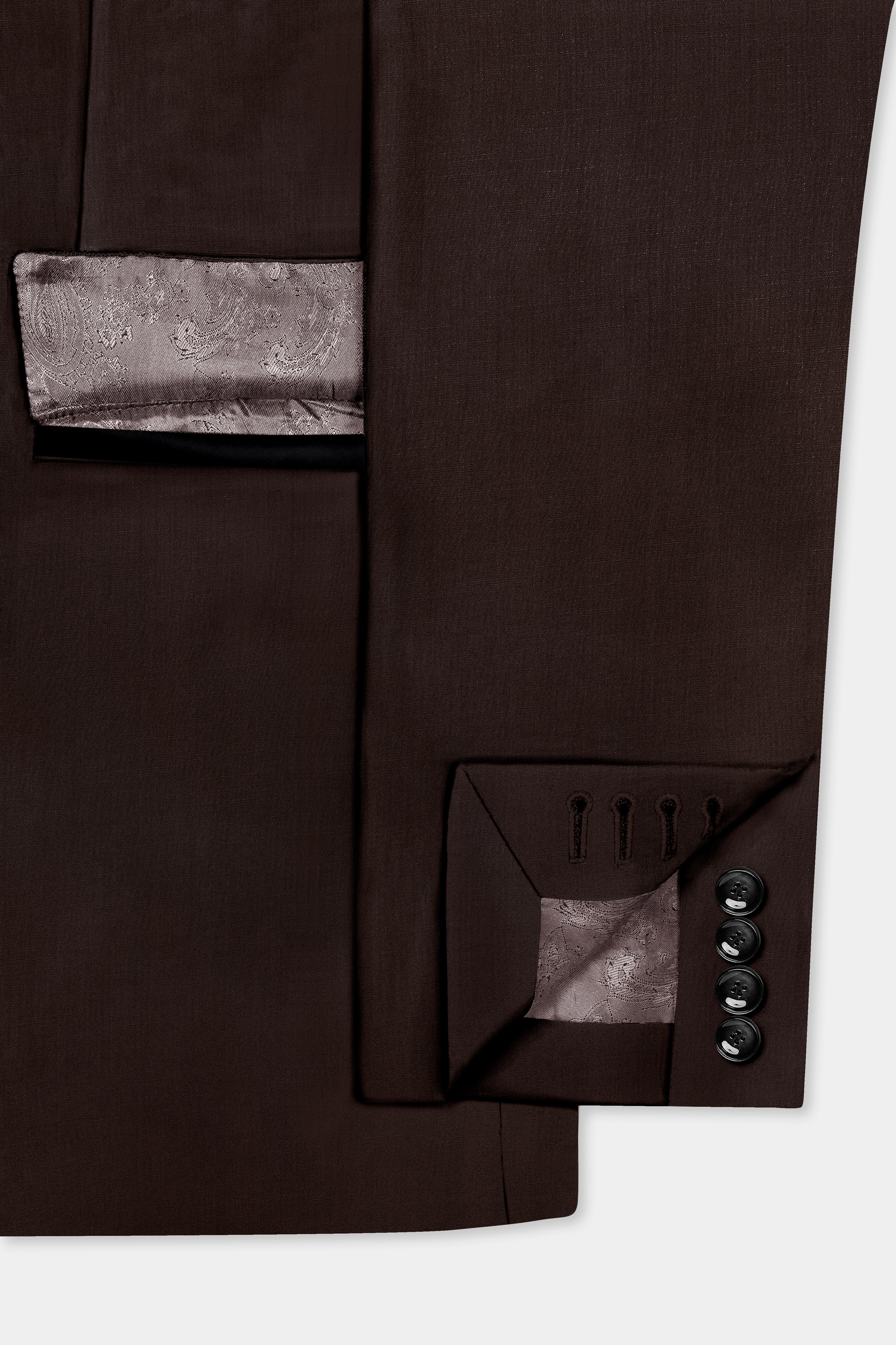 Espresso-Hickory Brown Solid Wool Rich Tuxedo Slight Stretch Suit
