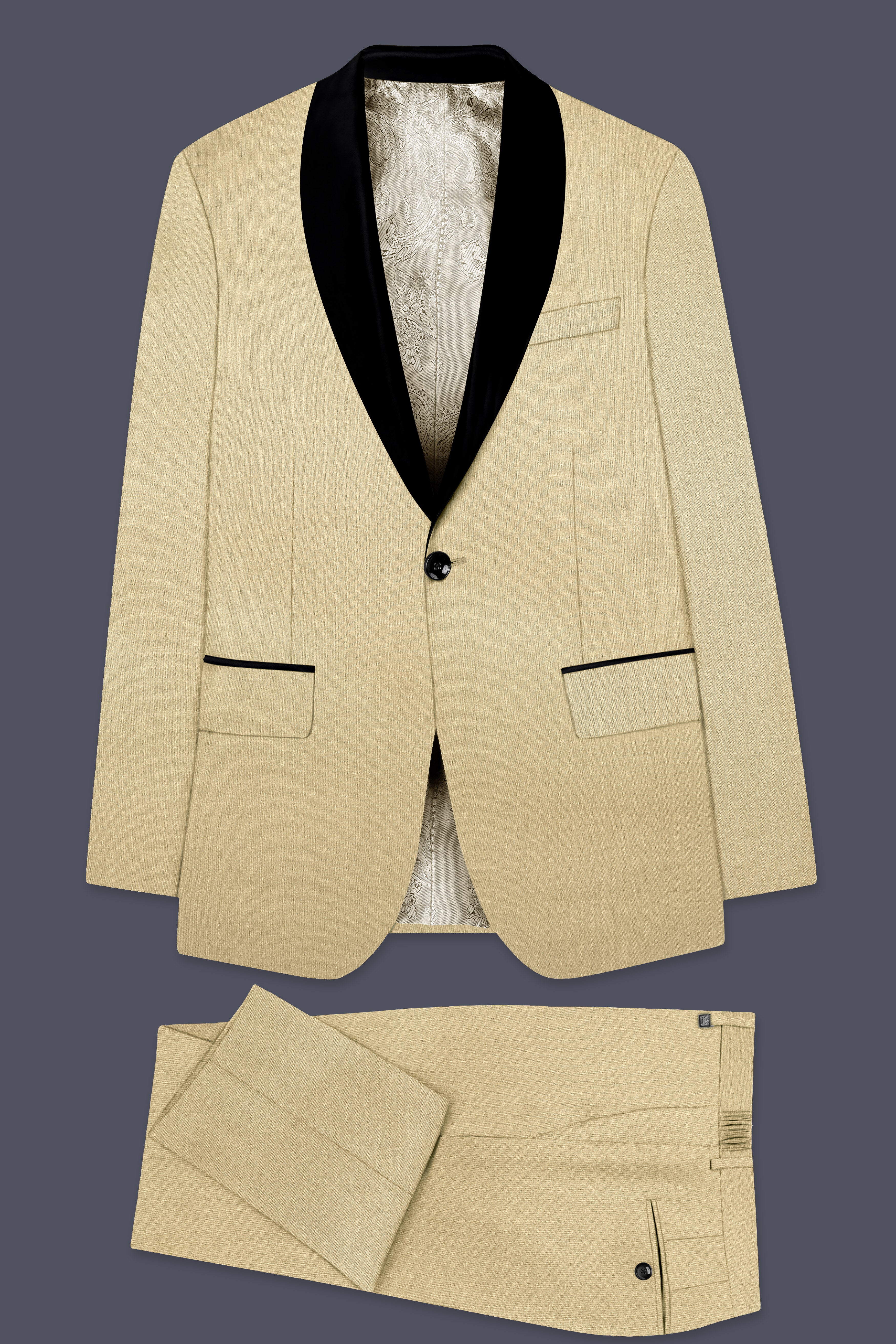 Ecru Classic-Pavlova Cream Solid Wool Rich Tuxedo Suit