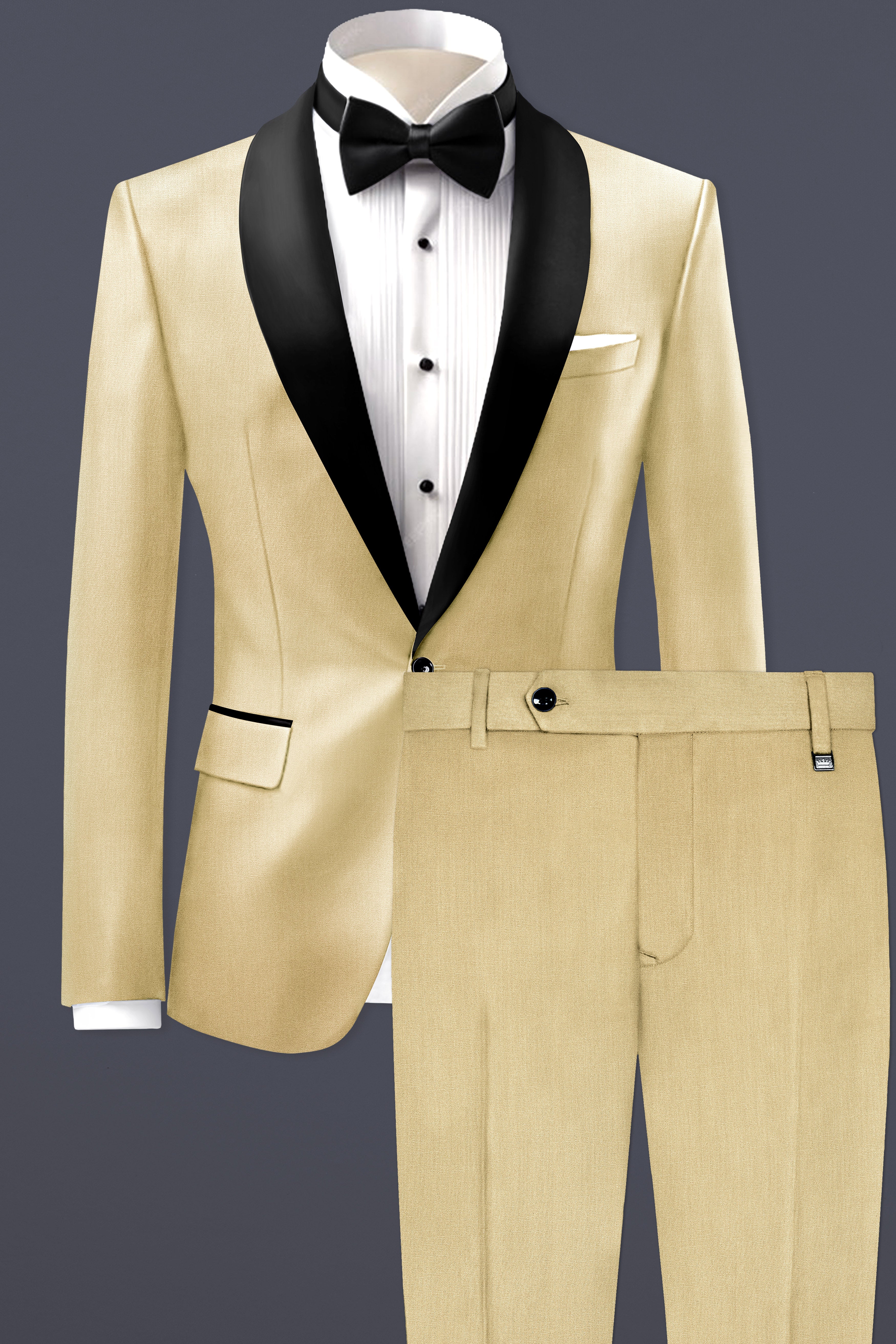 Ecru Classic-Pavlova Cream Solid Wool Rich Tuxedo Suit