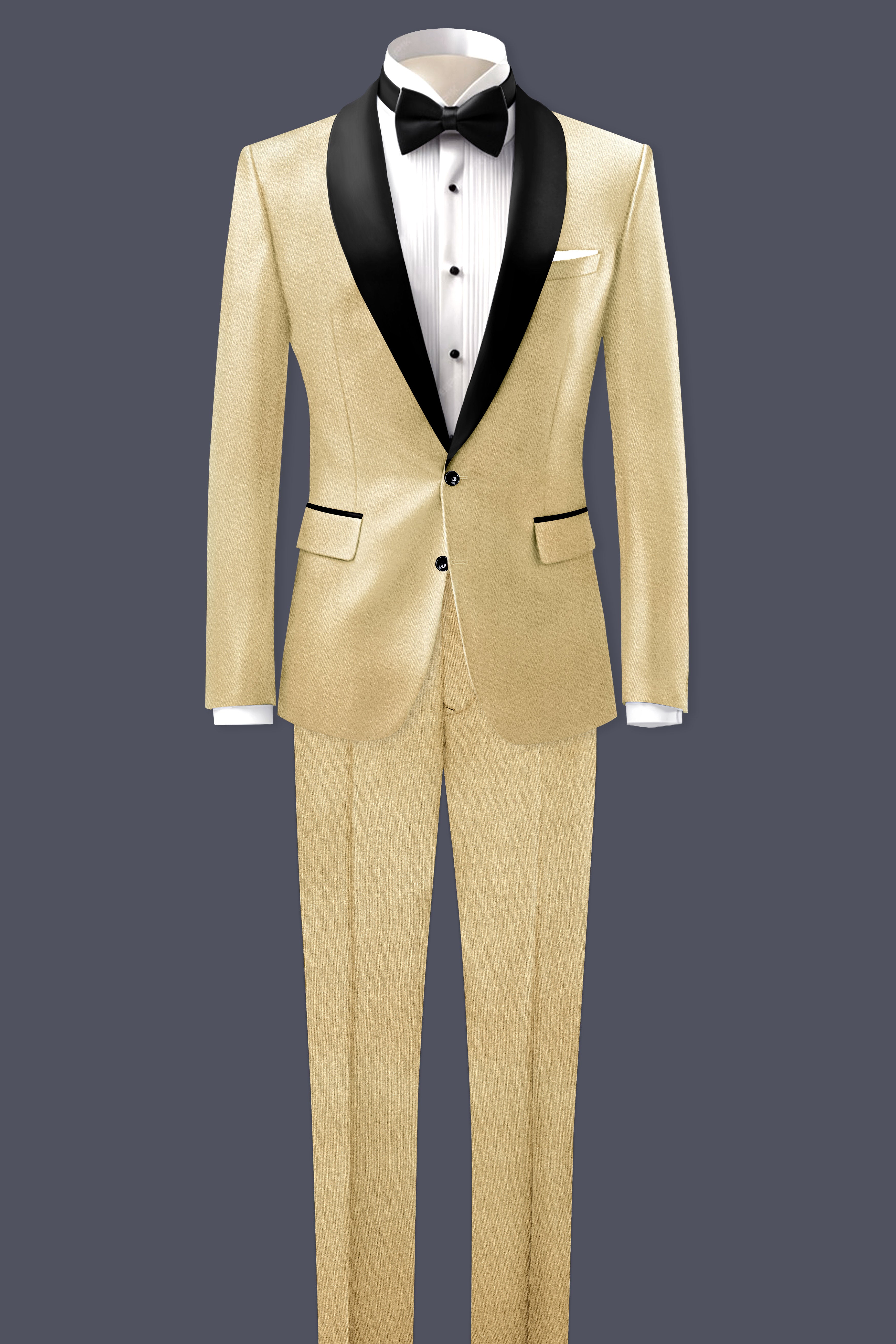 Ecru Classic-Pavlova Cream Solid Wool Rich Tuxedo Suit