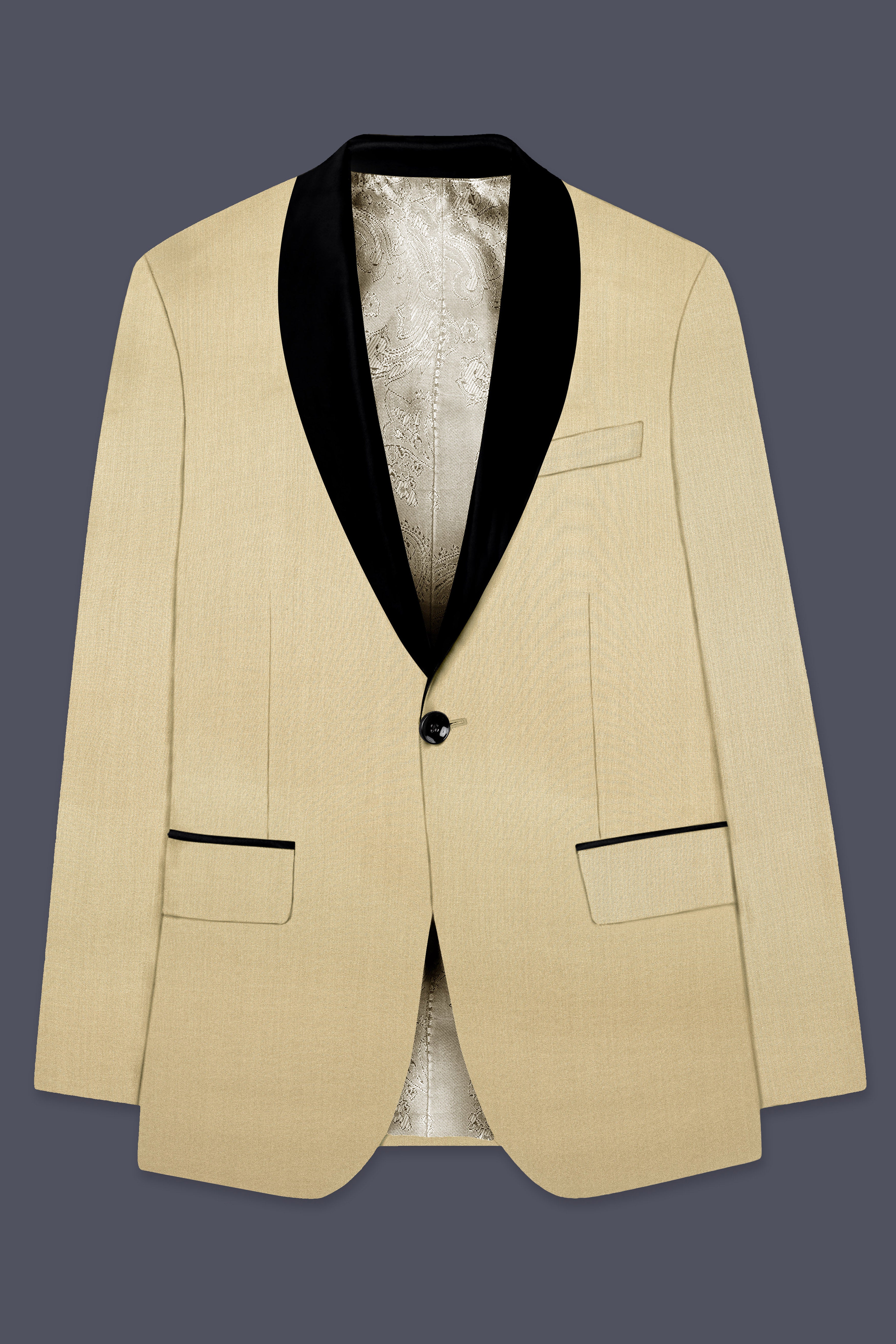 Ecru Classic-Pavlova Cream Solid Wool Rich Tuxedo Suit