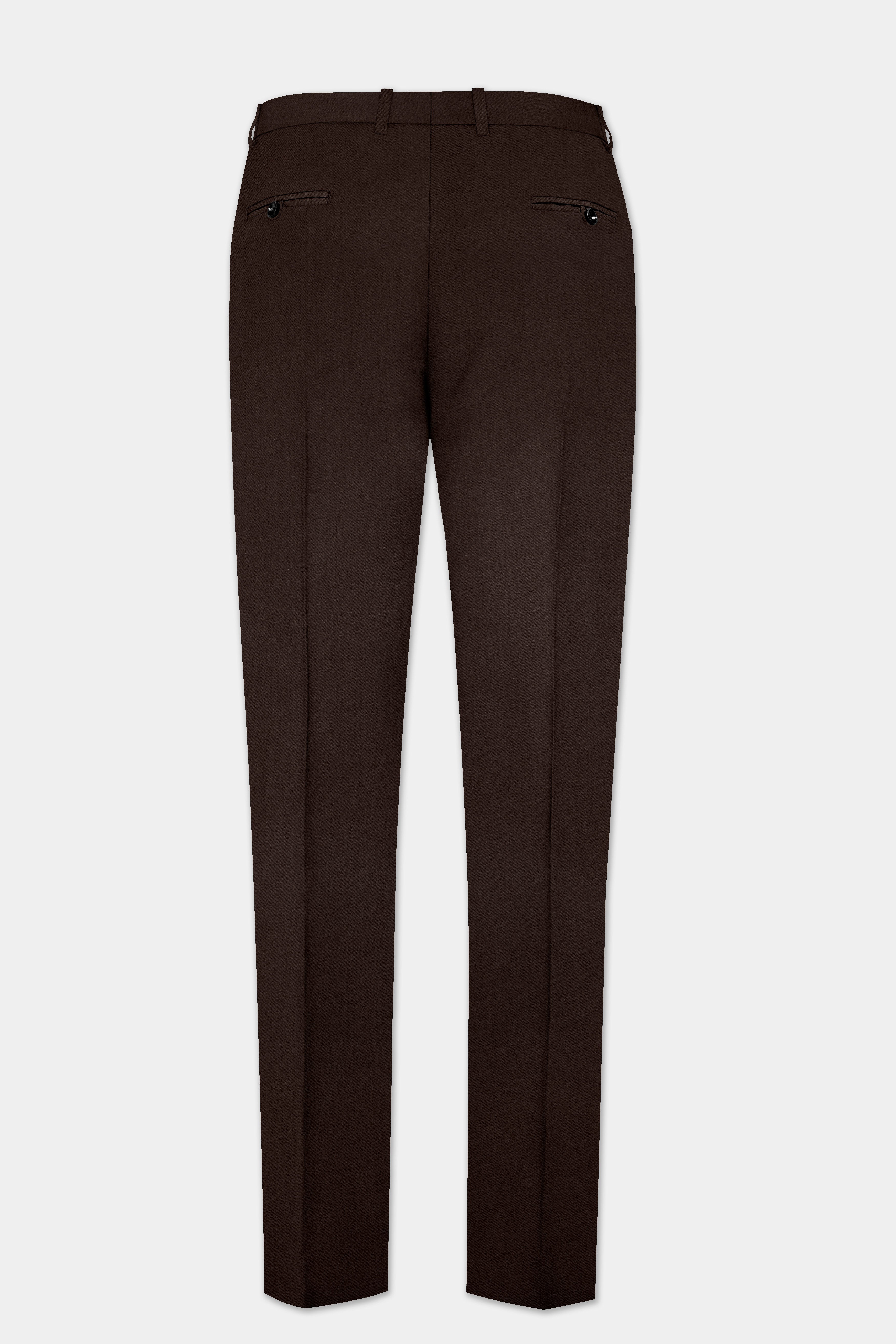 Espresso-Hickory Brown Solid Wool Rich Peak Lapel Tuxedo Slight Stretch Suit