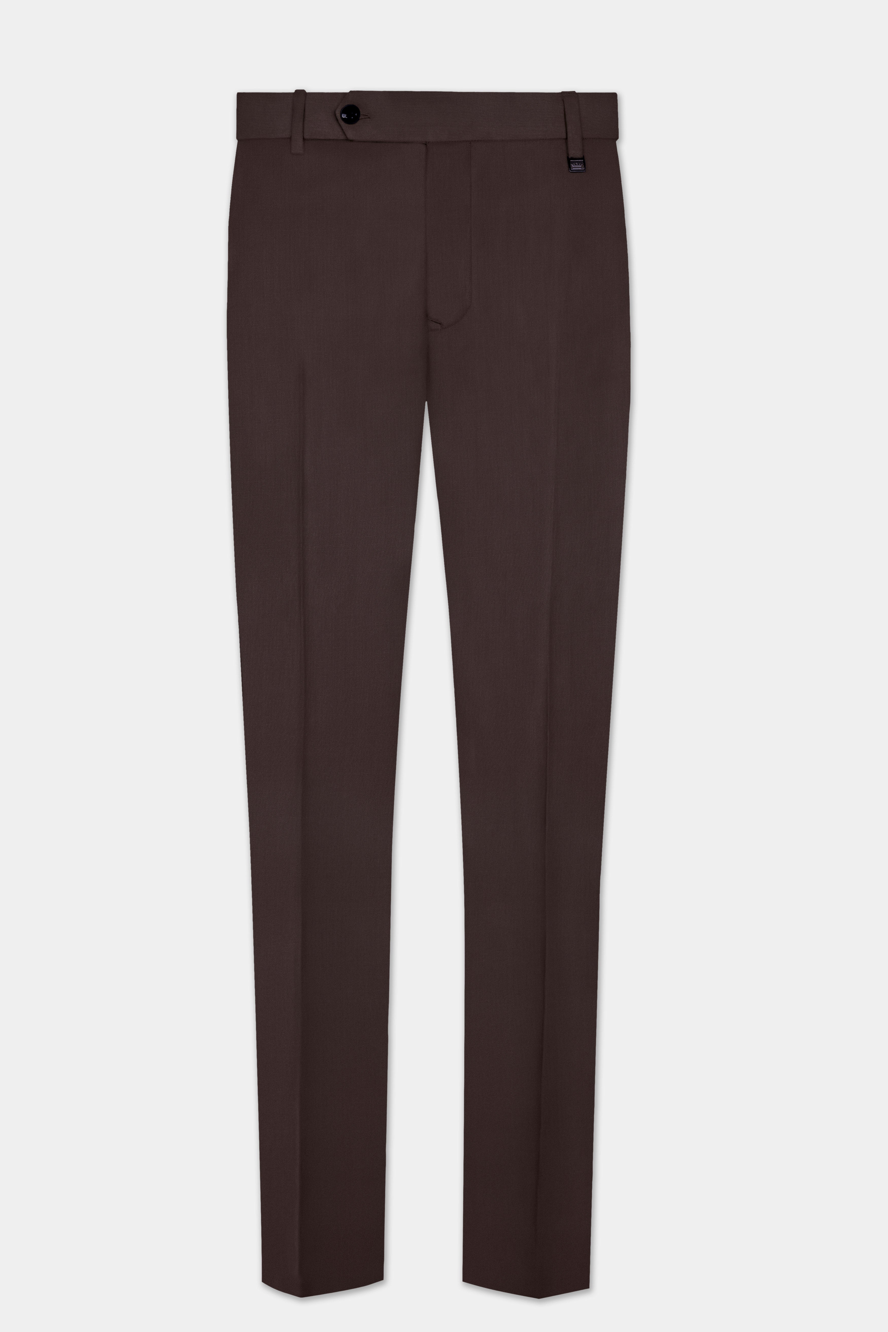 Espresso-Hickory Brown Solid Wool Rich Double Breasted Suit