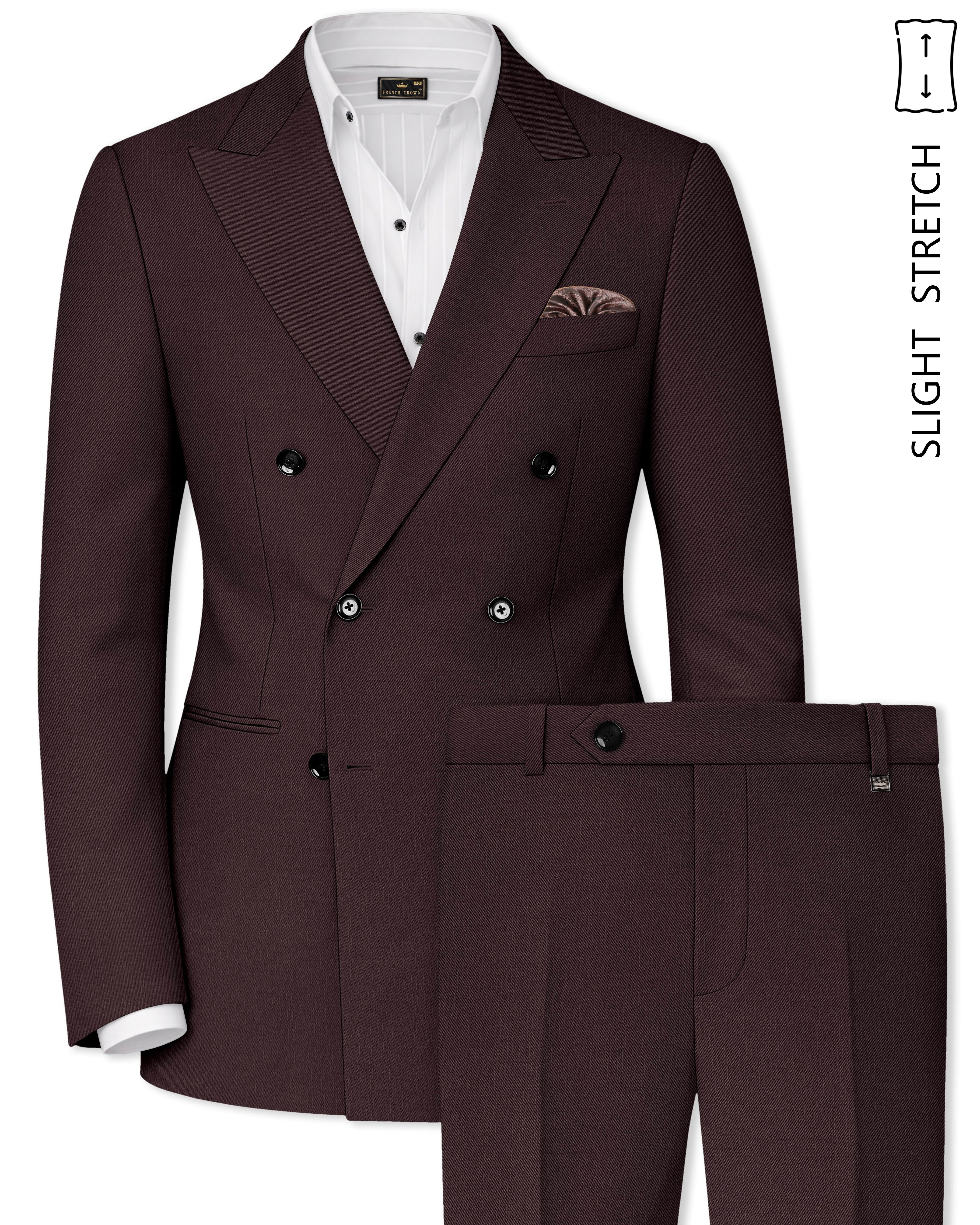 Espresso-Hickory Brown Plaid Solid Premium Wool Rich Double
