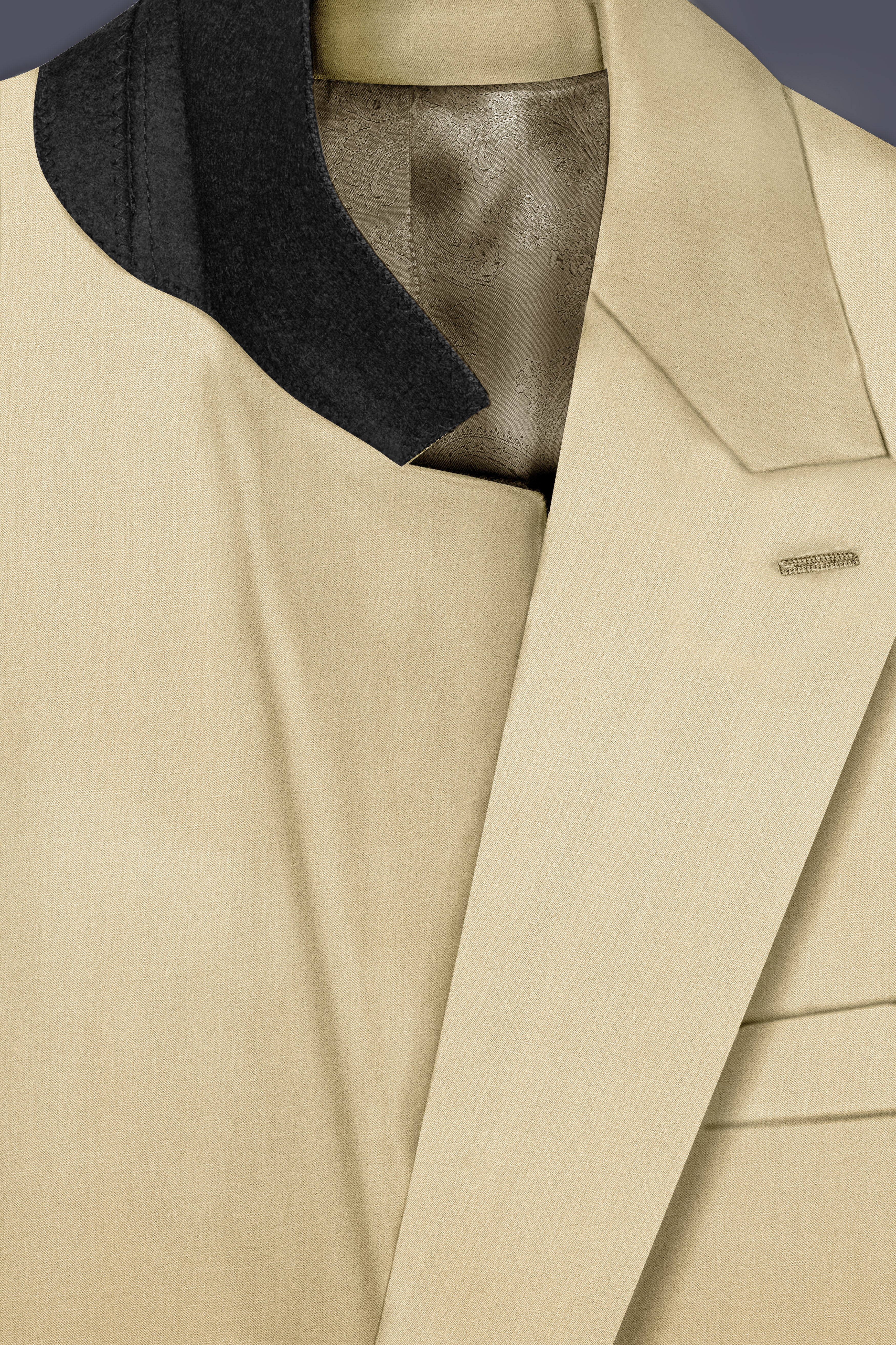 Ecru Classic-Pavlova Cream Solid Wool Rich Double Breasted Suit