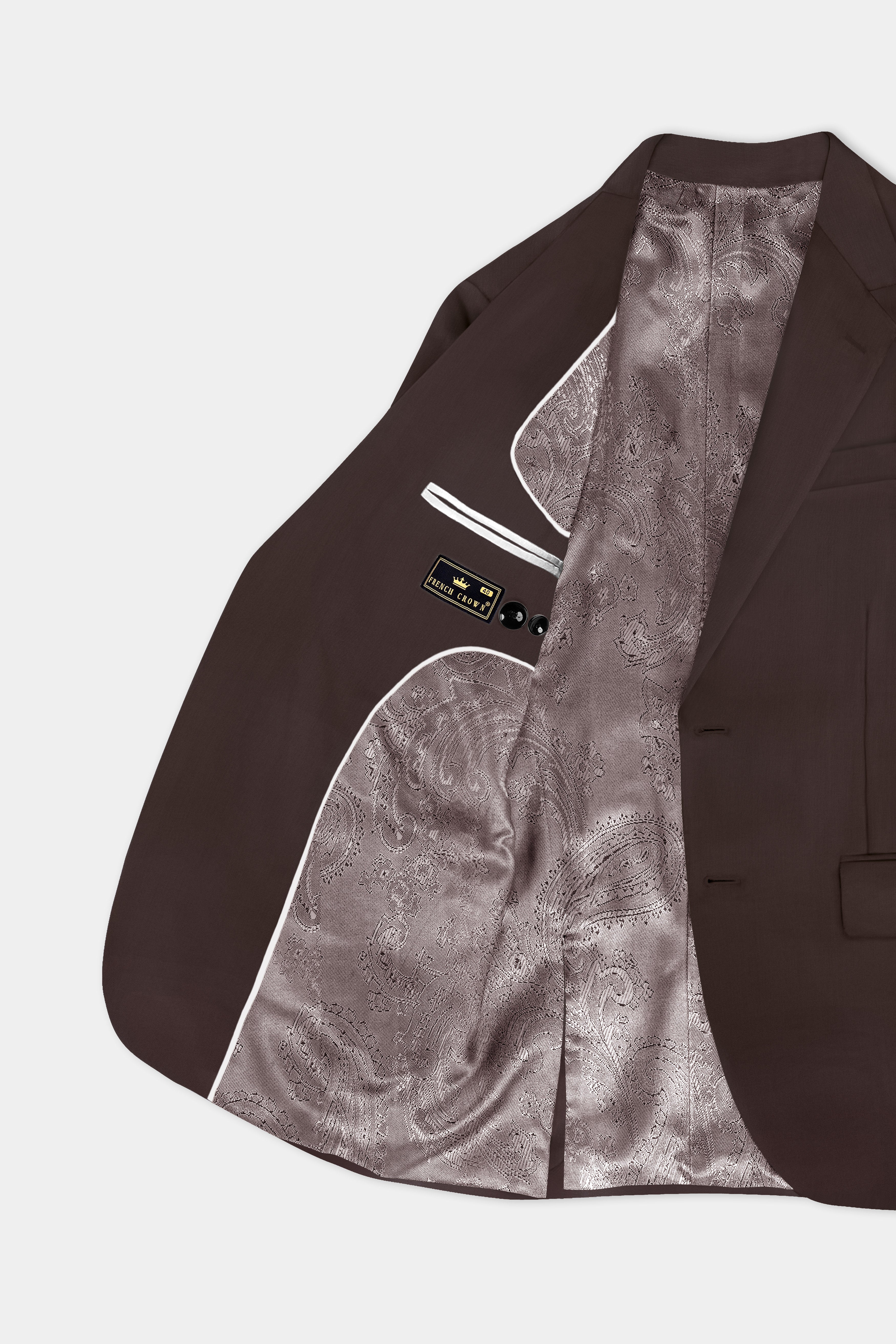 Espresso-Hickory Brown Solid Wool Rich Single Breasted Suit