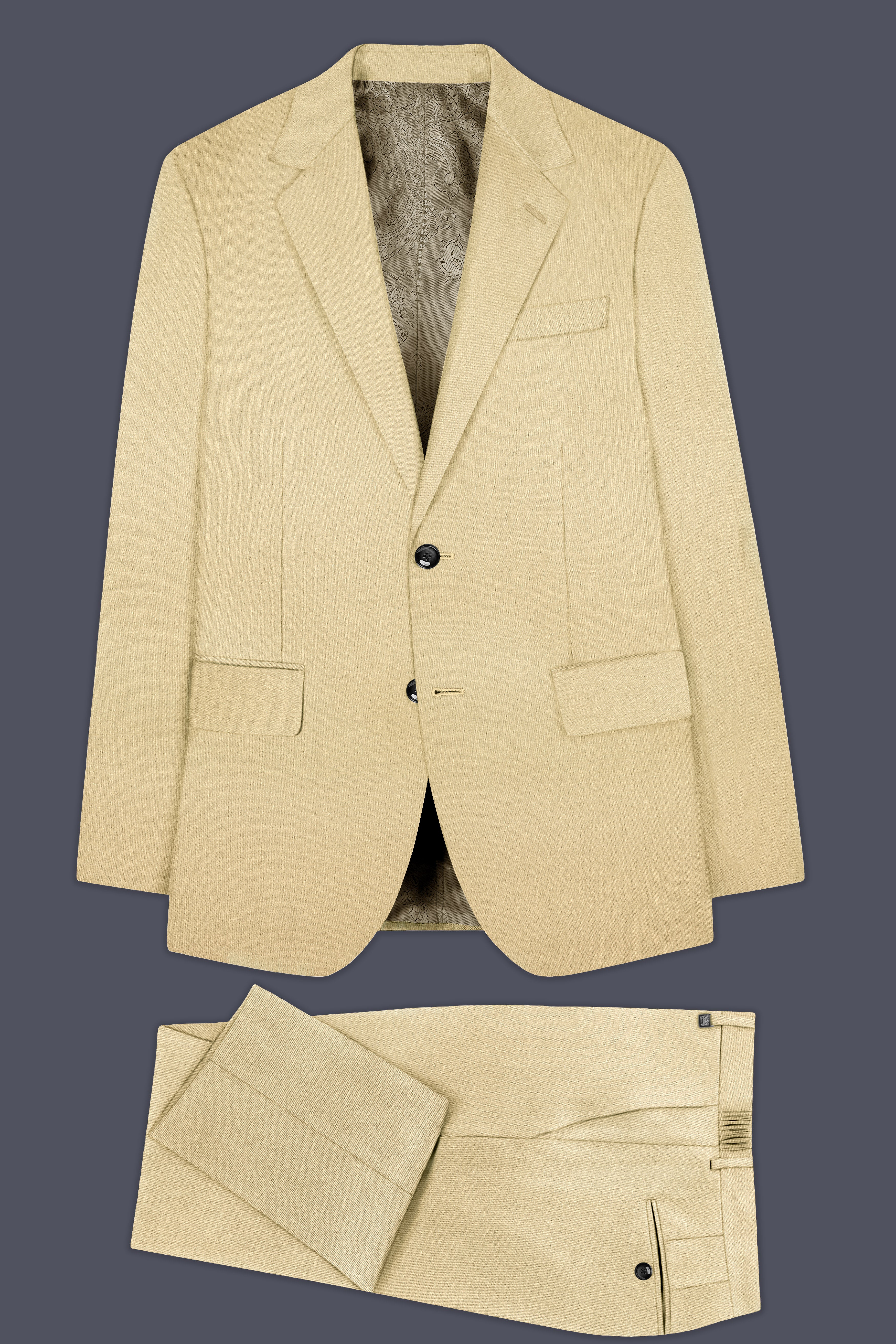 Ecru Classic-Pavlova Cream Solid Wool Rich Single Breasted Suit