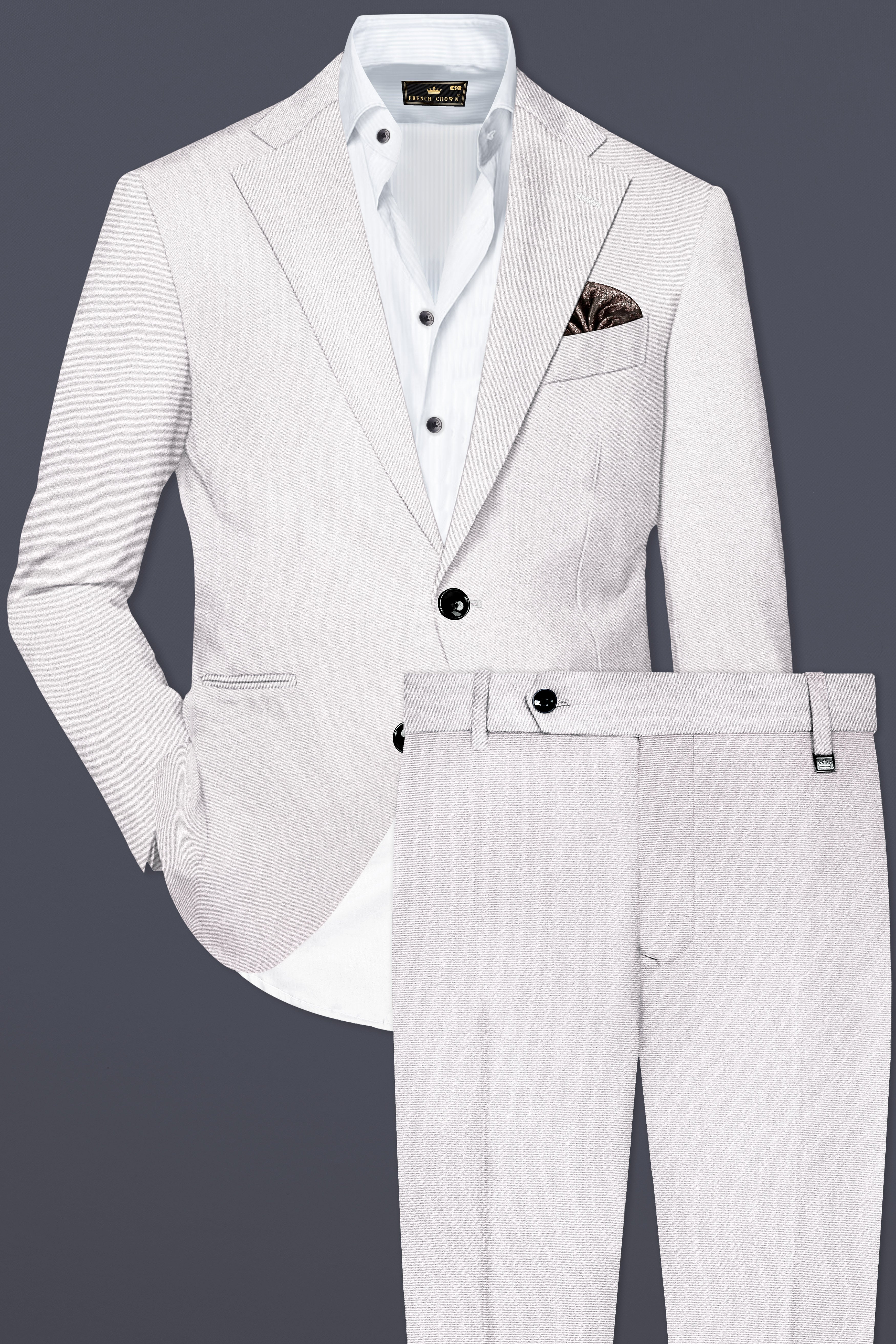 Frost Gray-Glacier Solid Wool Rich Single Breasted Suit