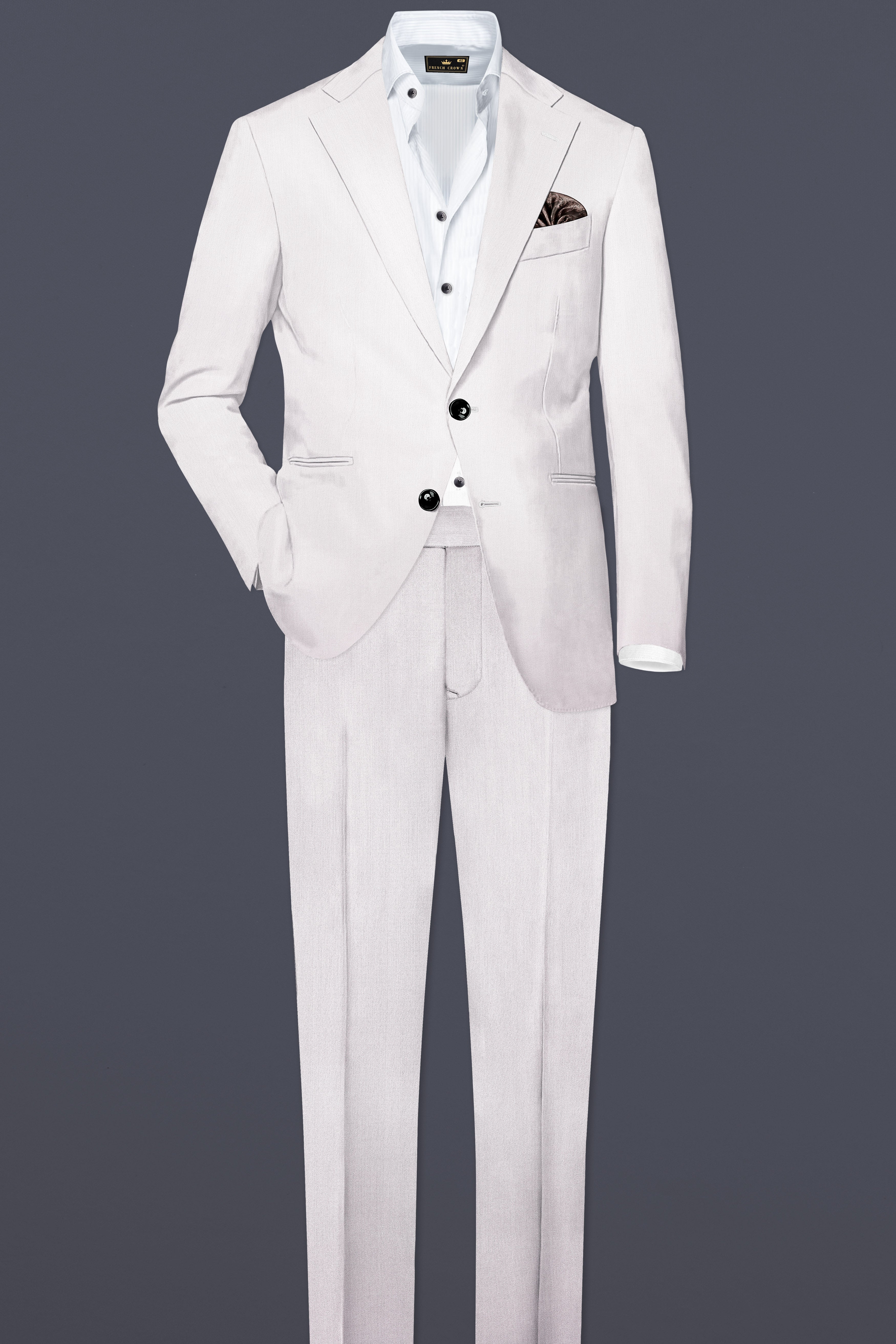 Frost Gray-Glacier Solid Wool Rich Single Breasted Suit