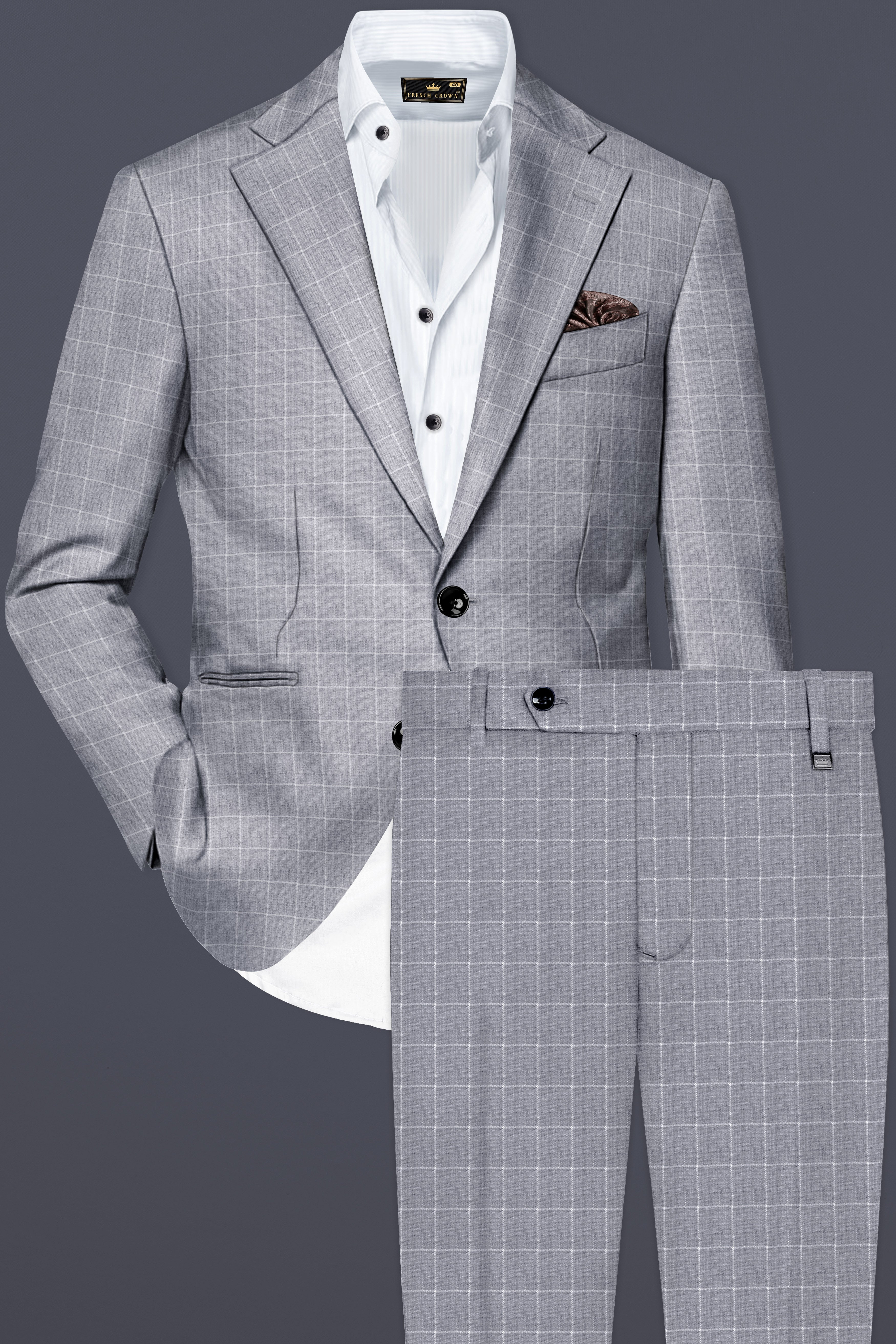 Heritage-Nobel Gray Plaid Wool Rich Single Breasted Suit