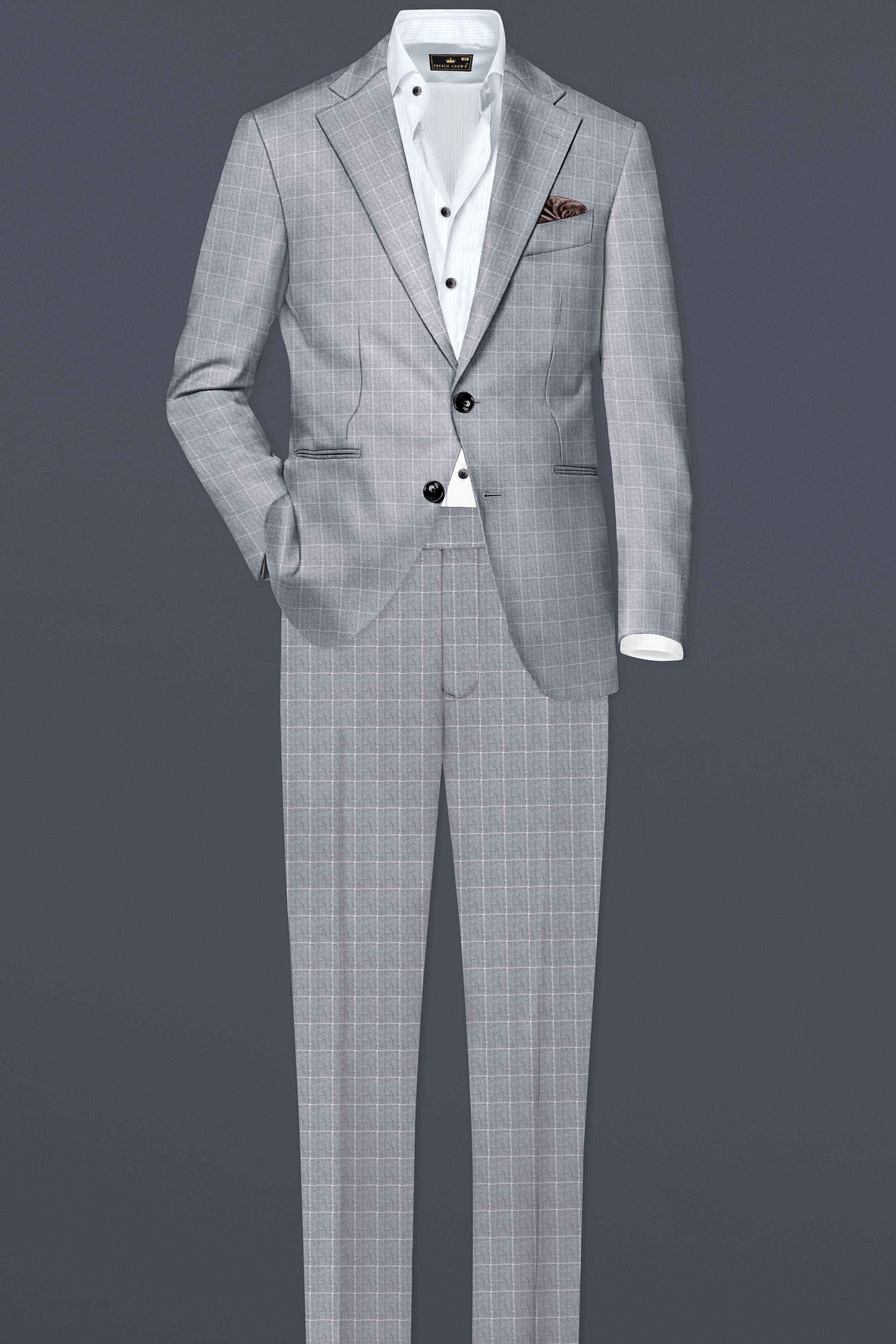 Heritage-Nobel Gray Plaid Wool Rich Single Breasted Suit