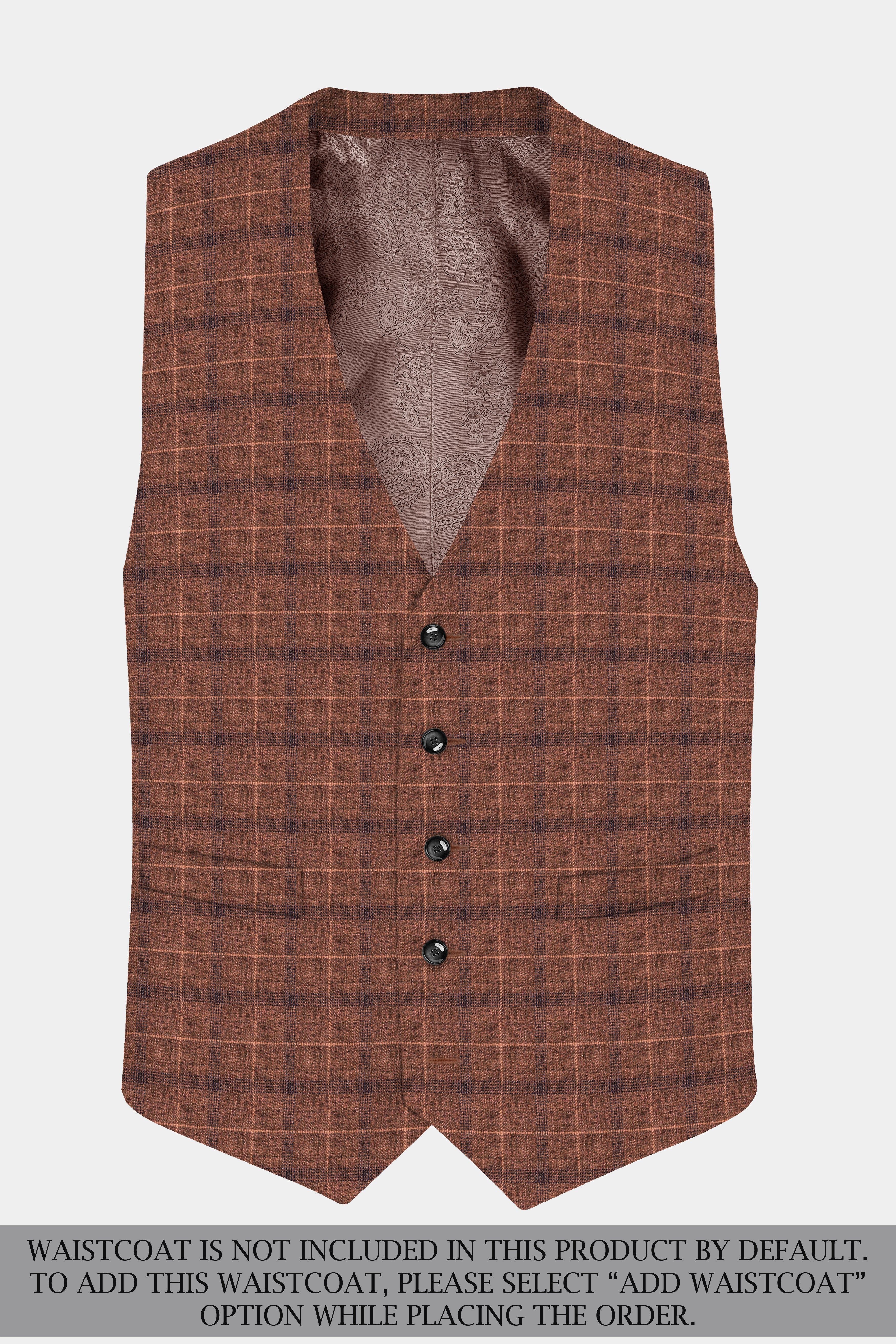 Cinnamon Spice-Spice Brown Plaid Wool Rich Double Breasted Suit