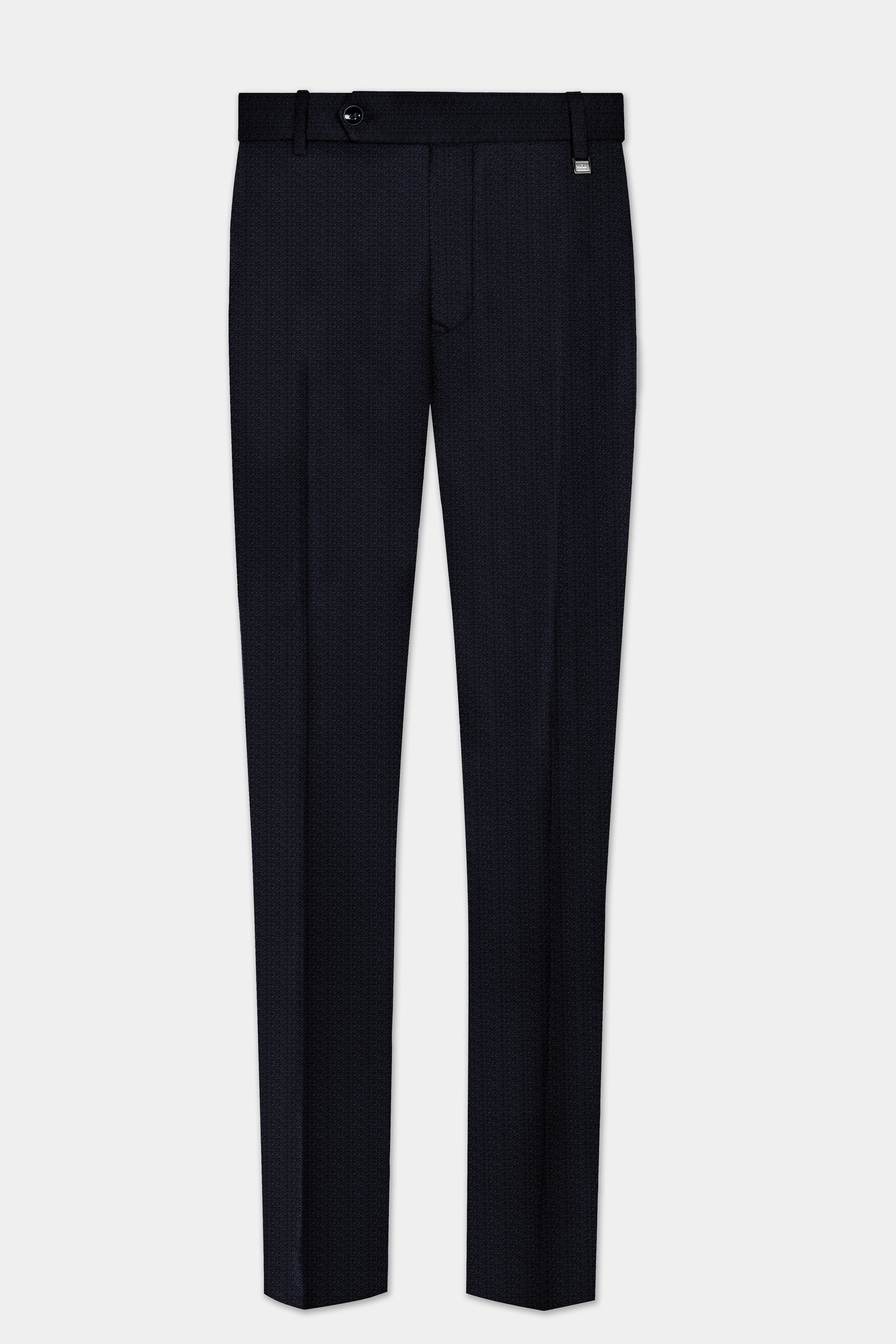 Indigo Prestige-French Navy Textured Cotton Tuxedo Suit