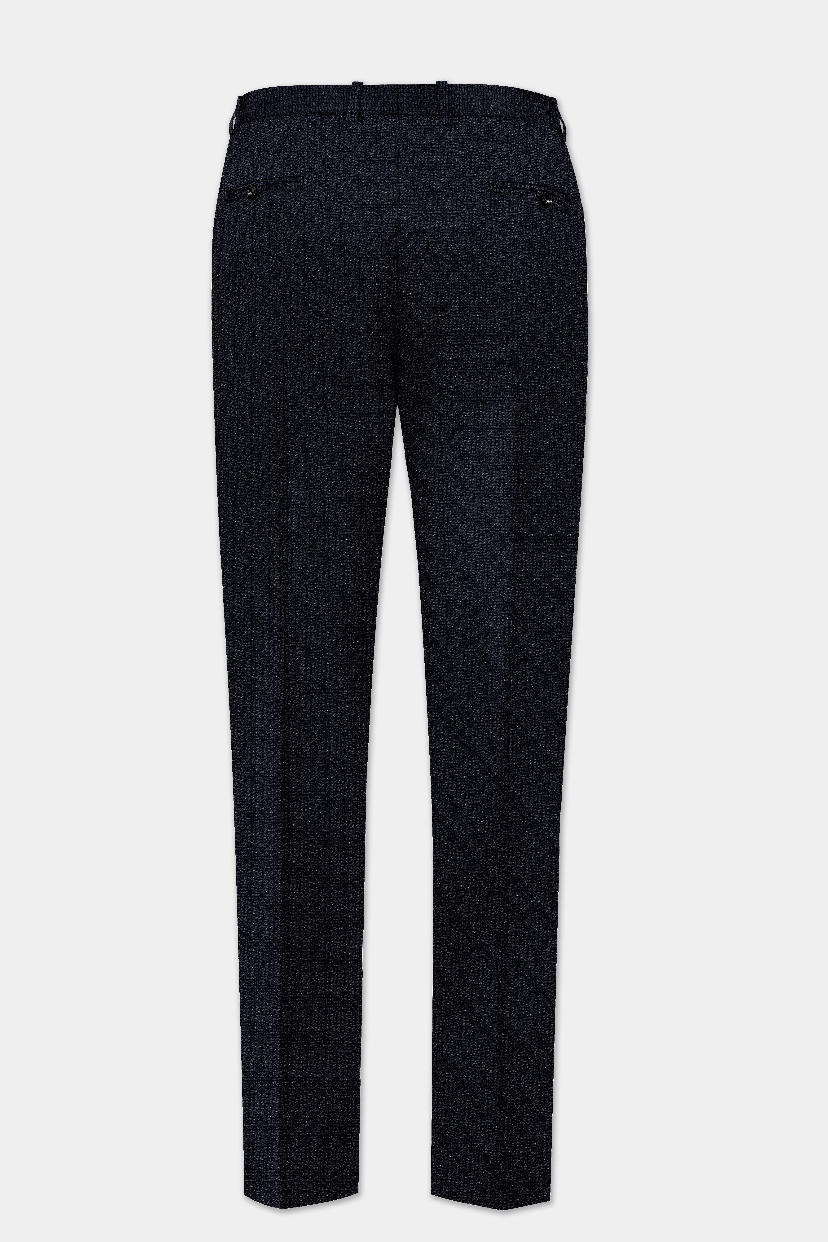 Indigo Prestige-French Navy Textured Cotton Tuxedo Suit