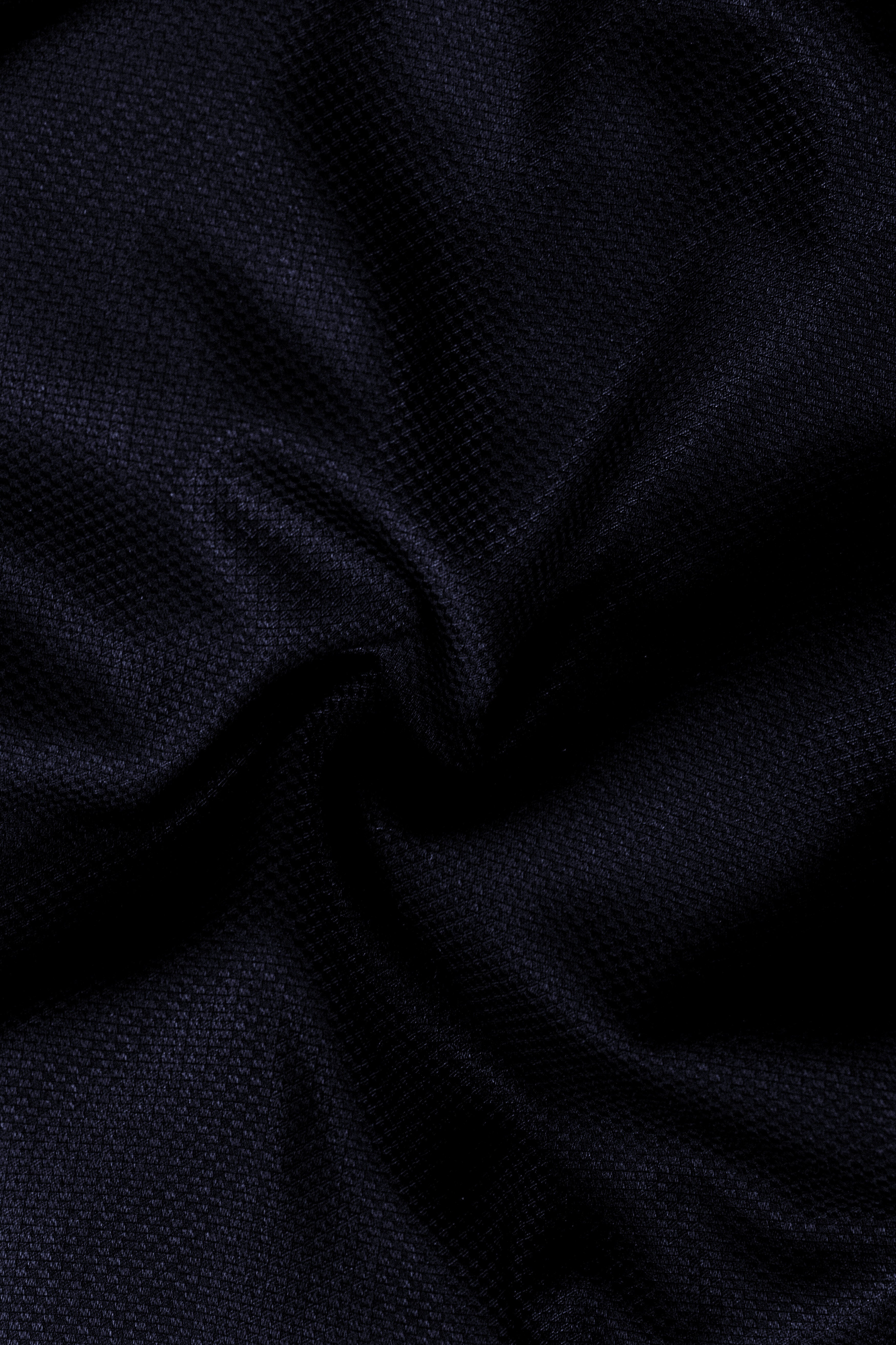 Indigo Prestige-French Navy Textured Cotton Tuxedo Suit