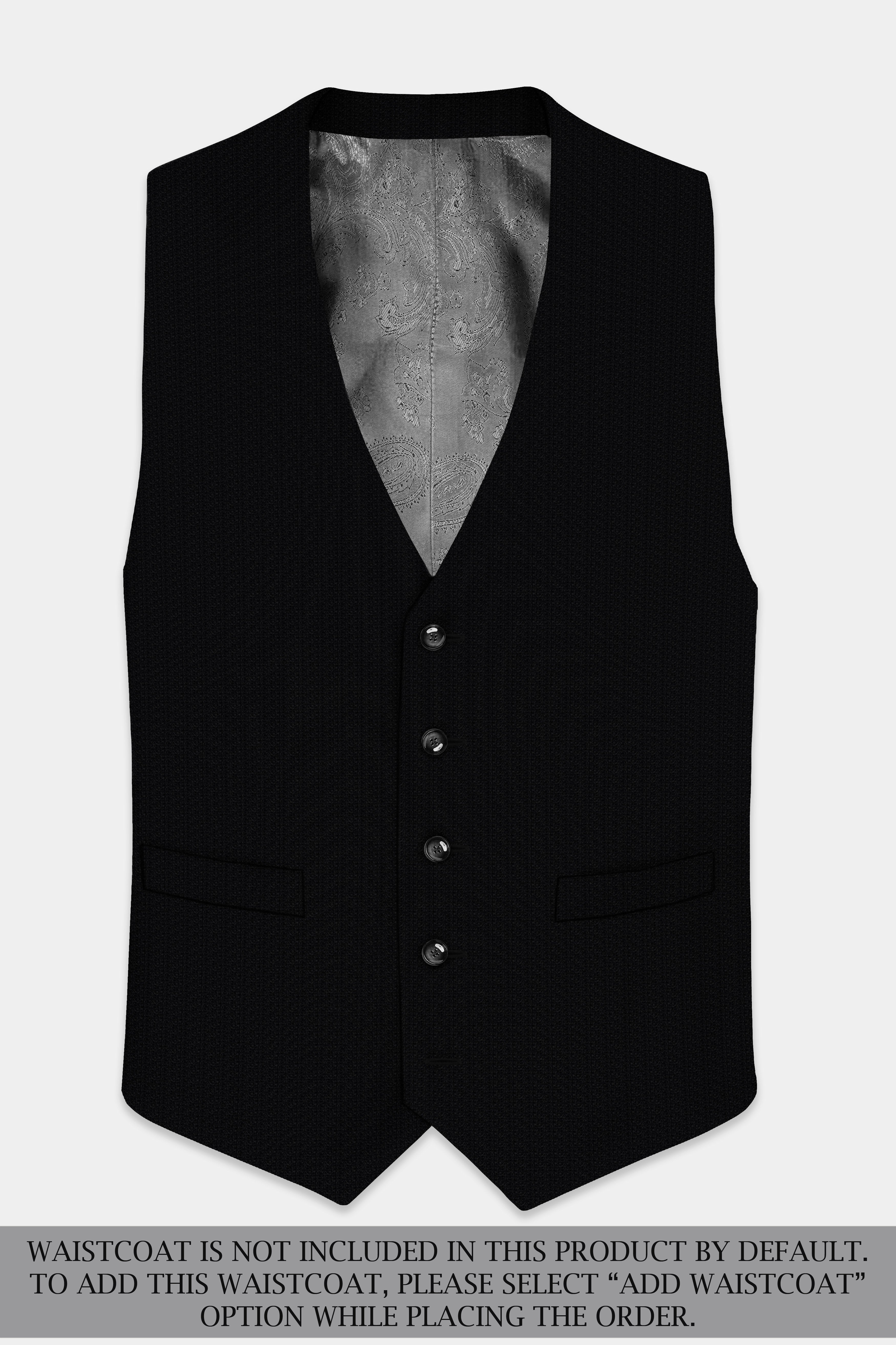 Noir-Jade Black Textured Wool Rich Double Breasted Suit