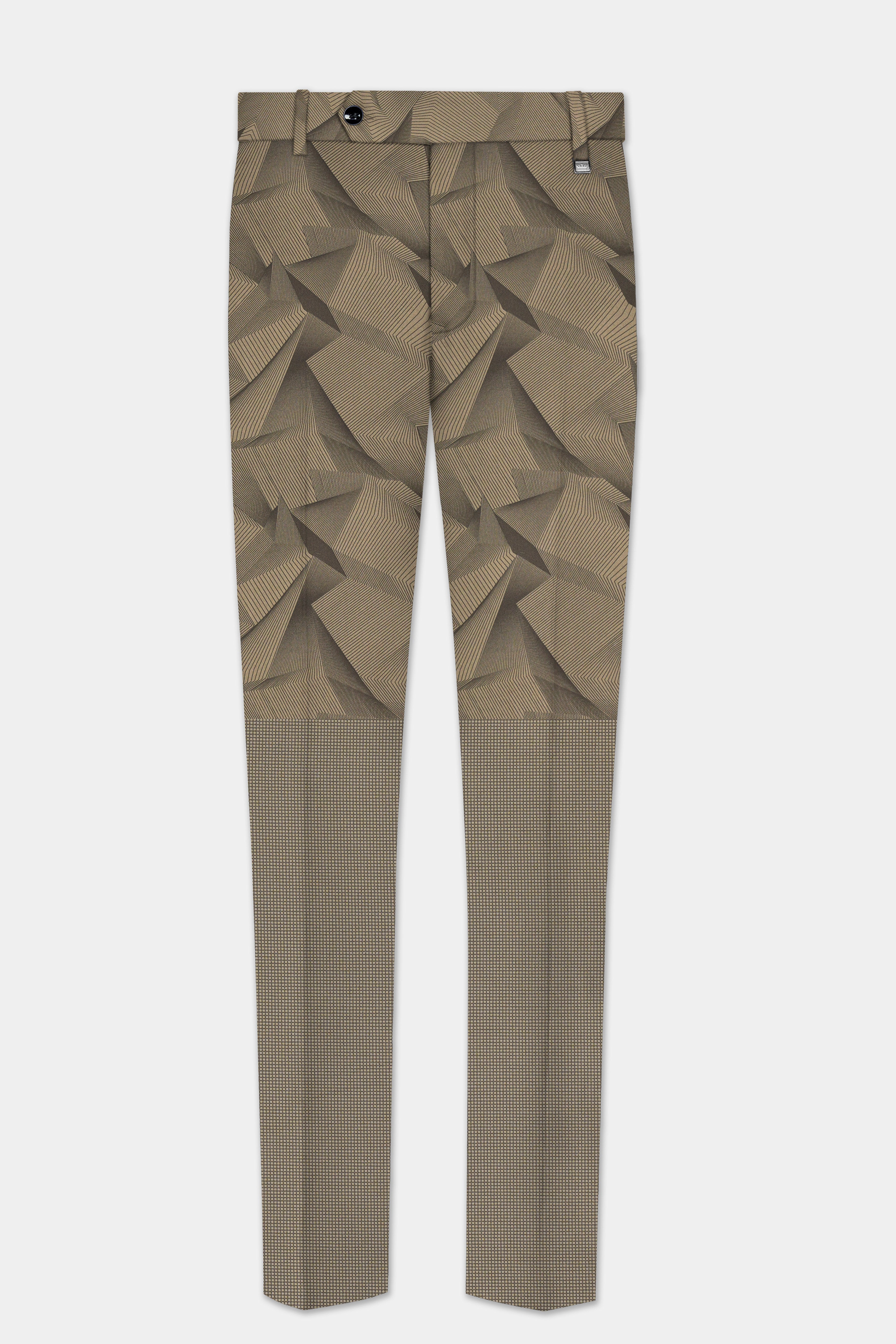 DuneShade-Sand Dune Brown Half 3D Prints Cotton Single Breasted Suit