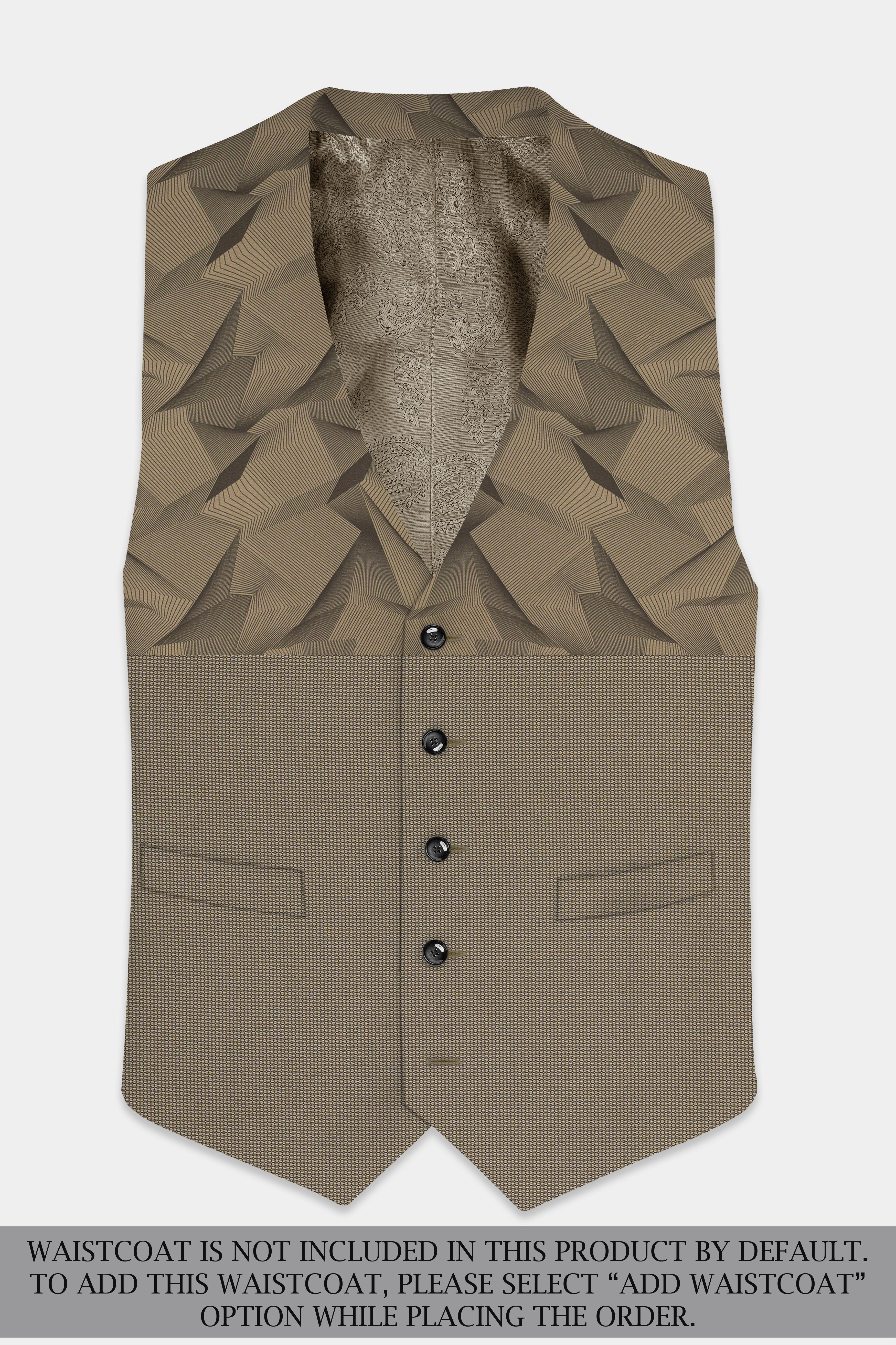 DuneShade-Sand Dune Brown Half 3D Prints Cotton Single Breasted Suit