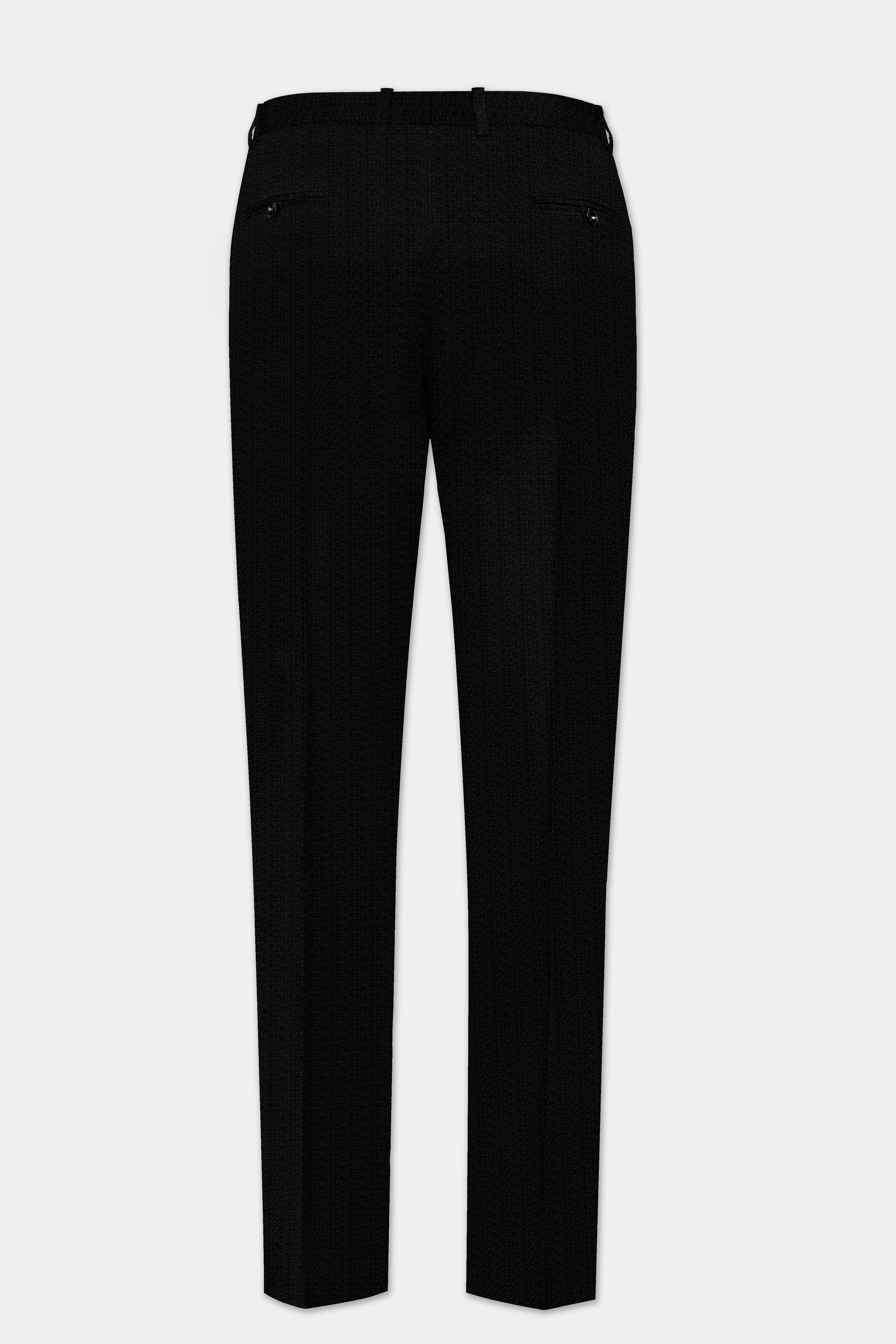 Noir-Jade Black Textured Wool Rich Tuxedo Suit