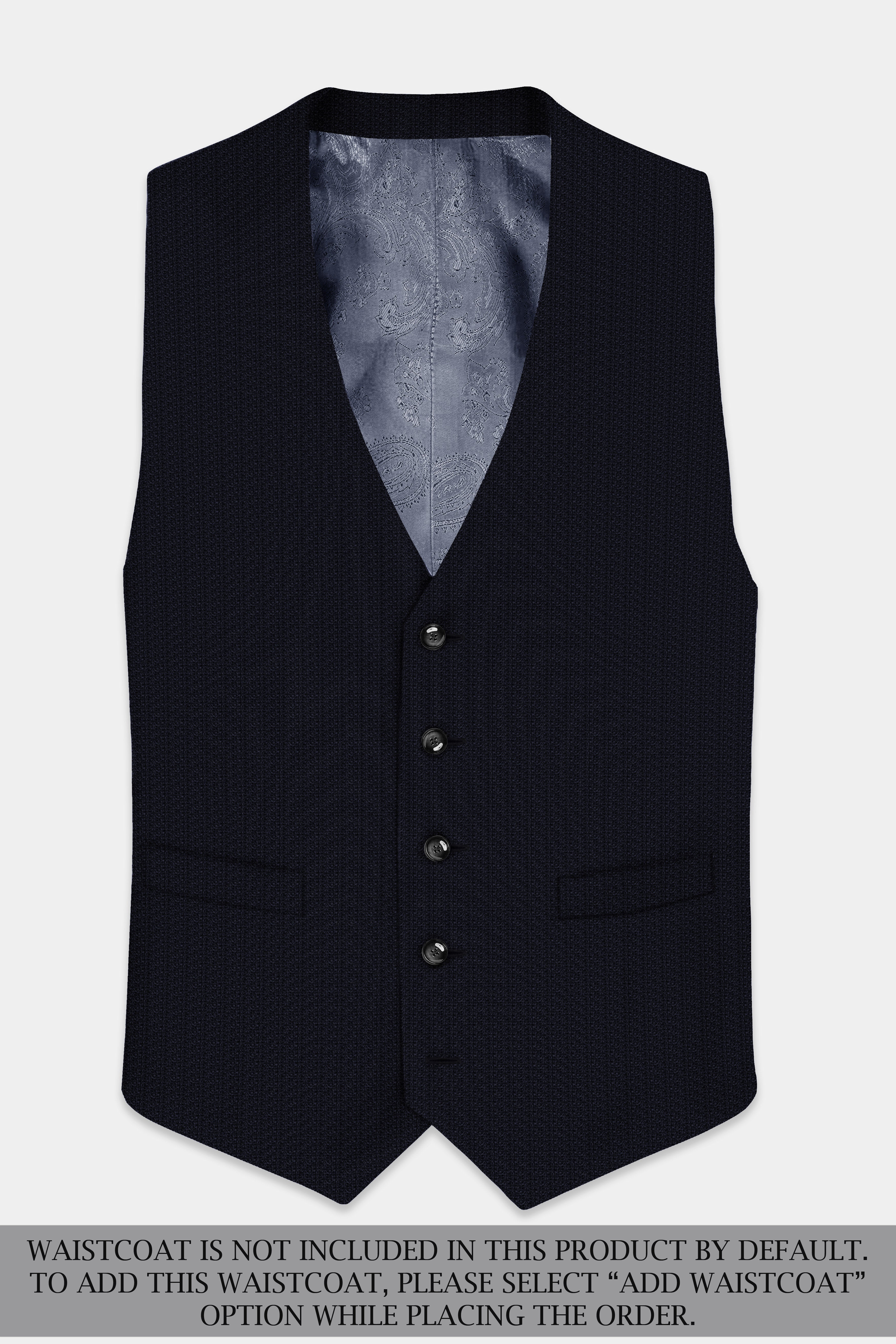 Indigo Prestige-French Navy Textured Wool Rich Double Breasted Suit