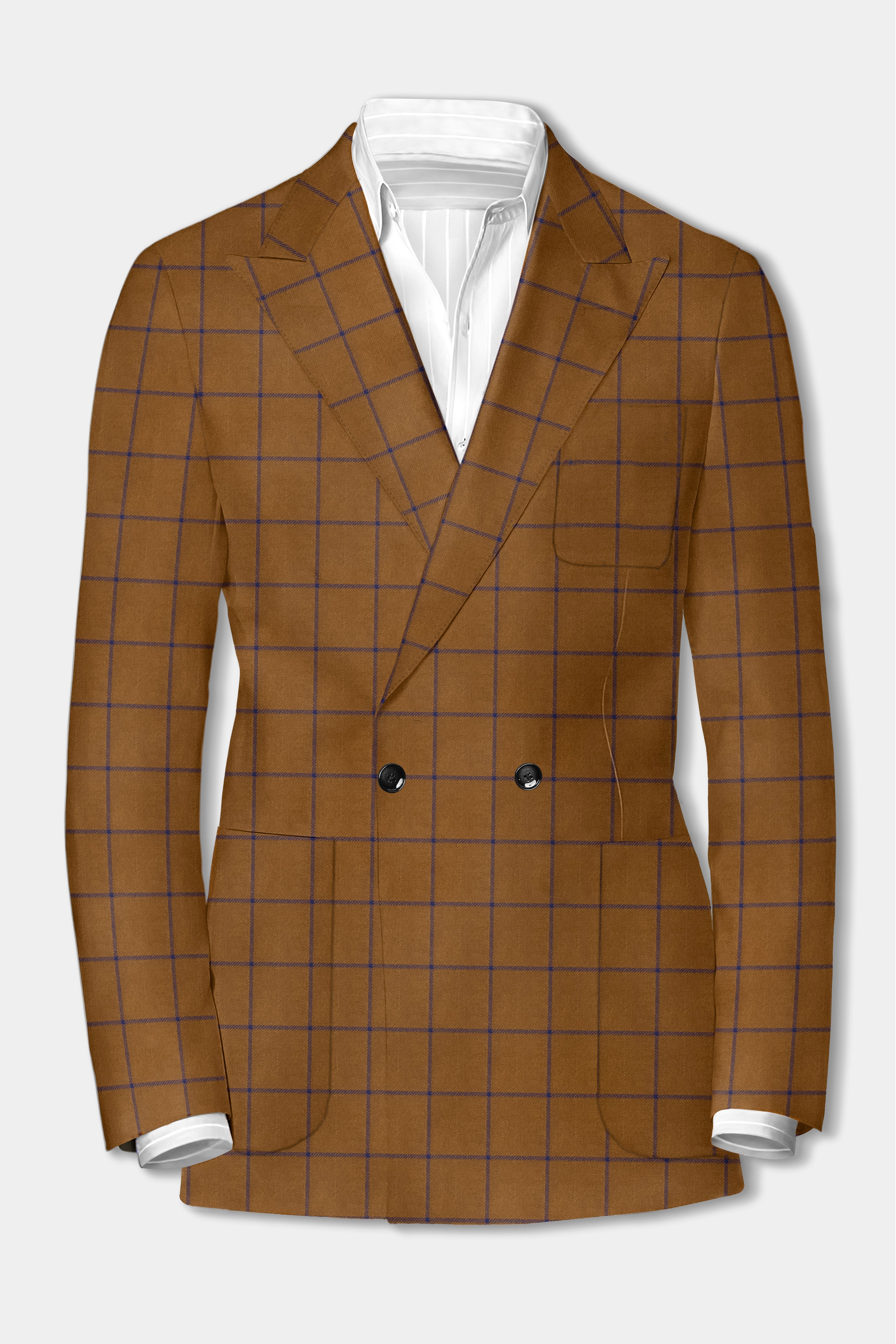 Savile-Barley Brown windows Tweed Double Breasted Designer Suit