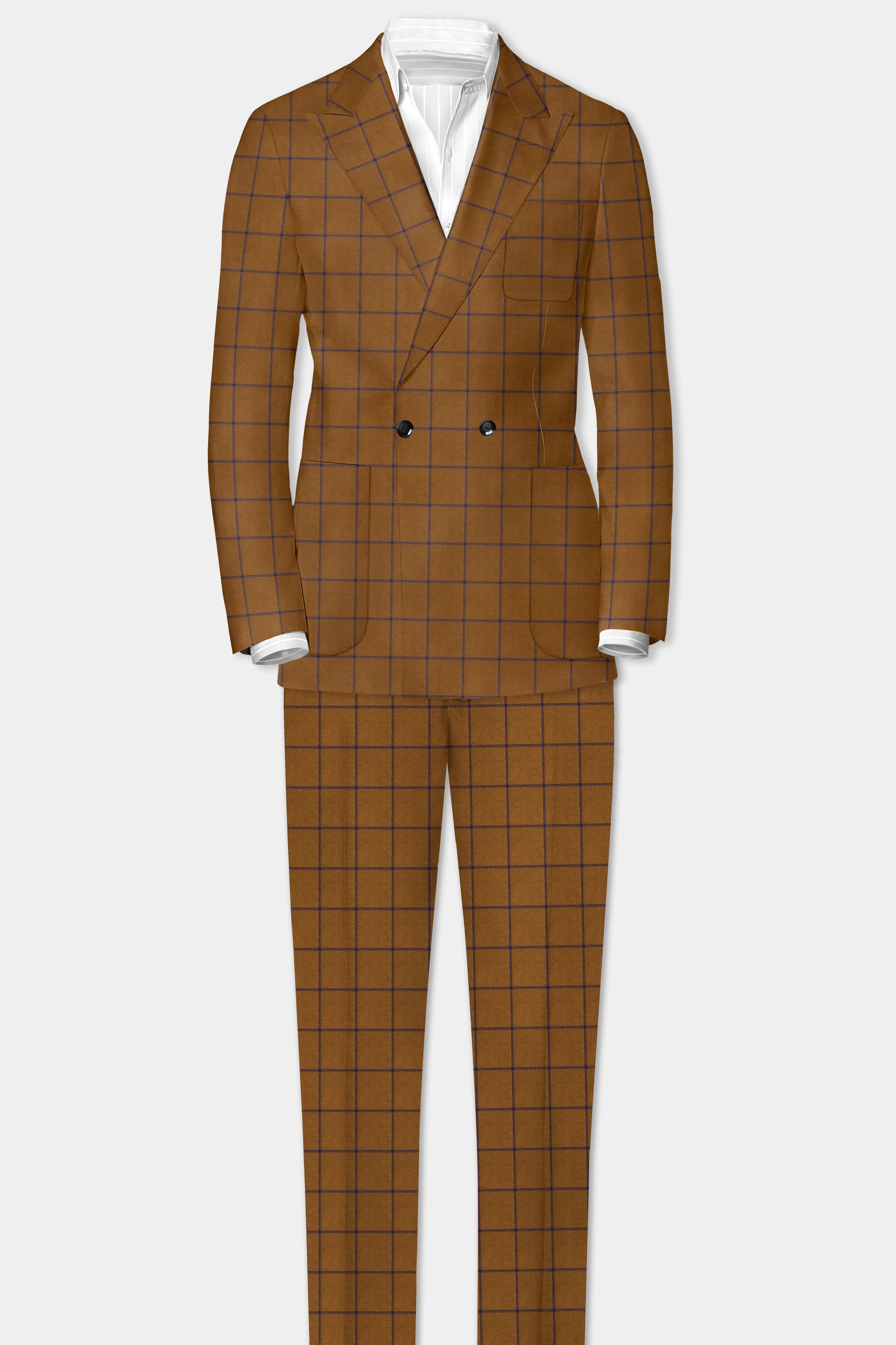 Savile-Barley Brown windows Tweed Double Breasted Designer Suit