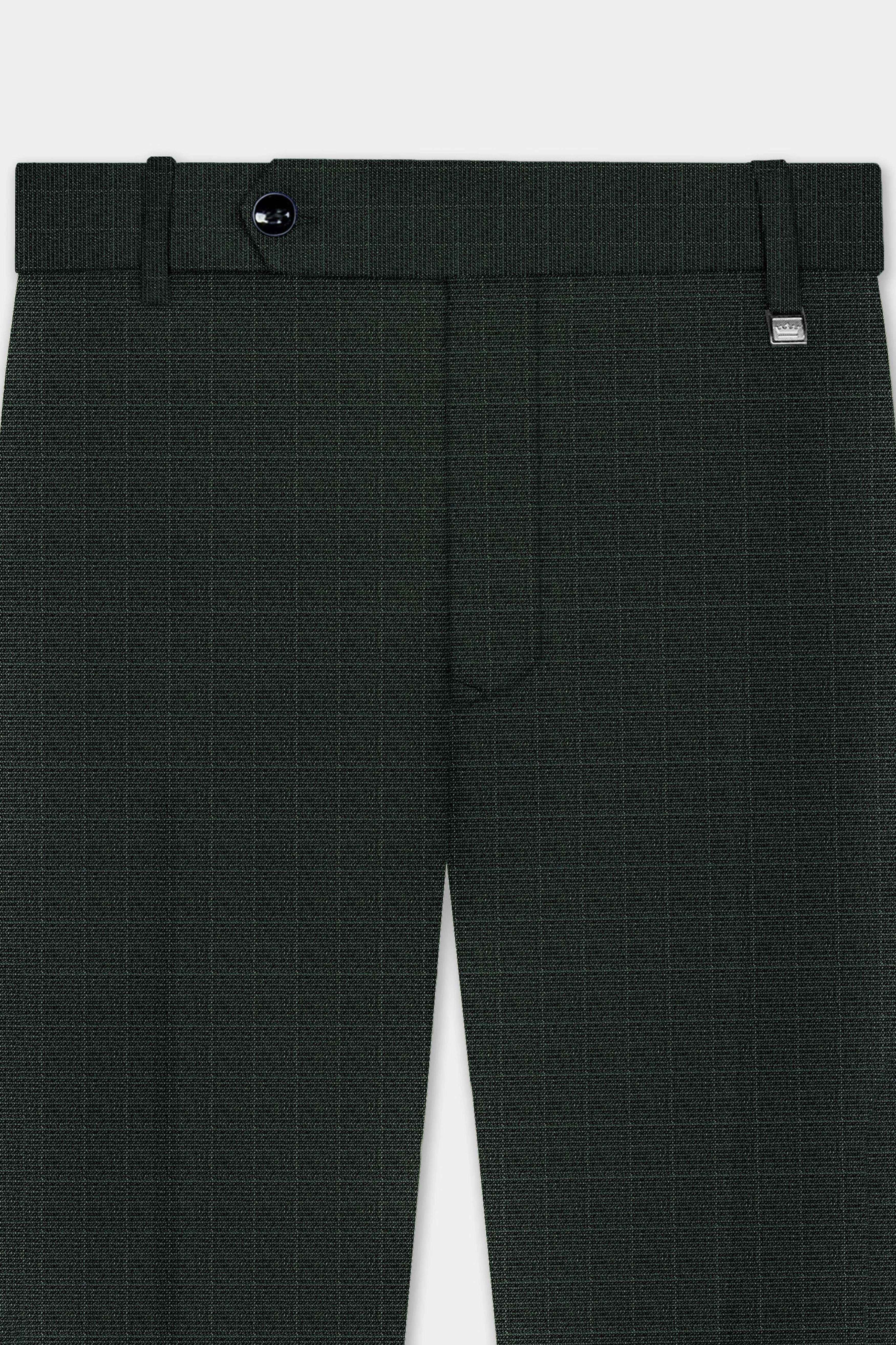 Aztec-Opulent Green Plaid Wool Rich Cross Placket Bandhgala Suit