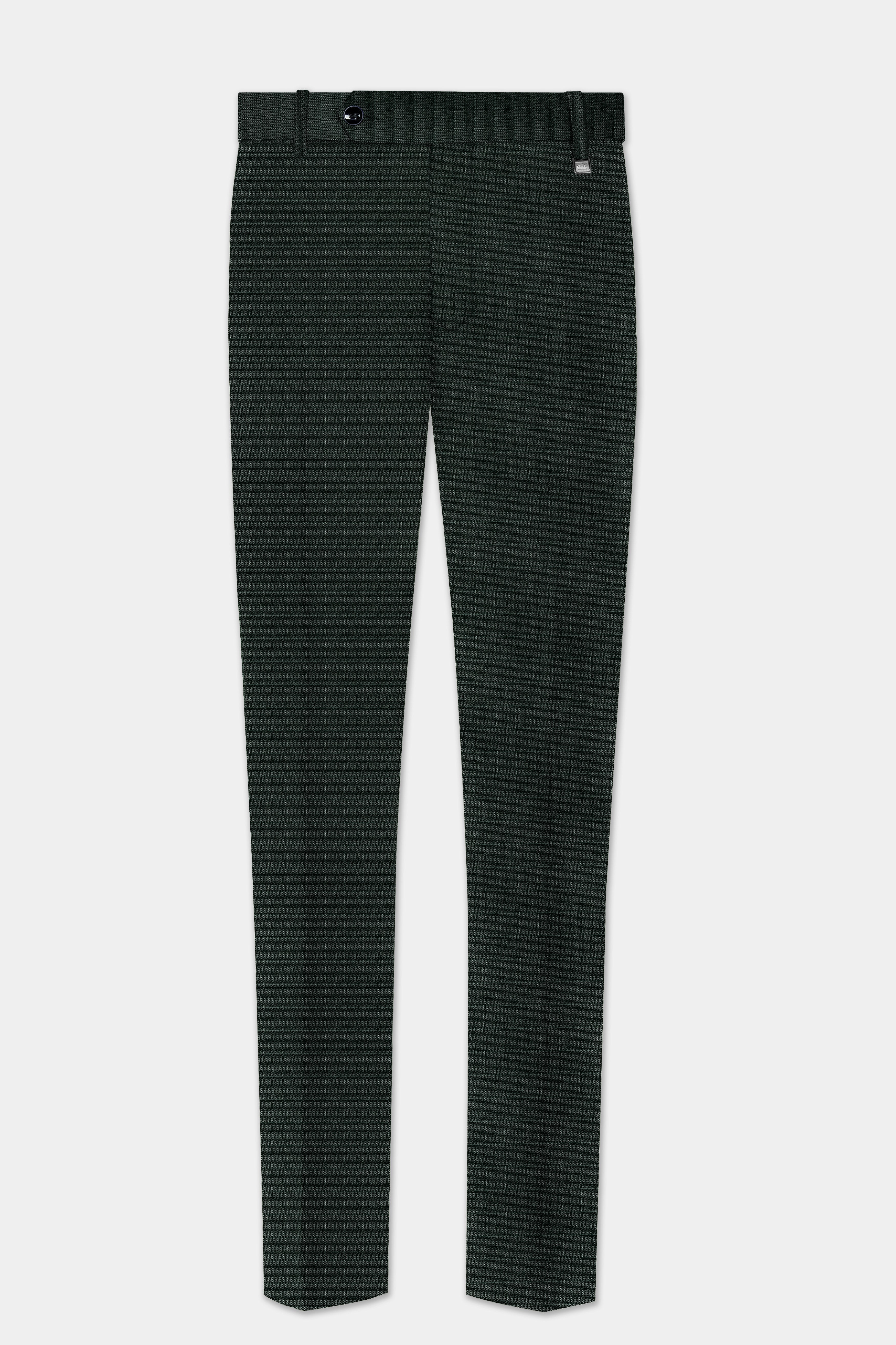 Aztec-Opulent Green Plaid Wool Rich Cross Placket Bandhgala Suit