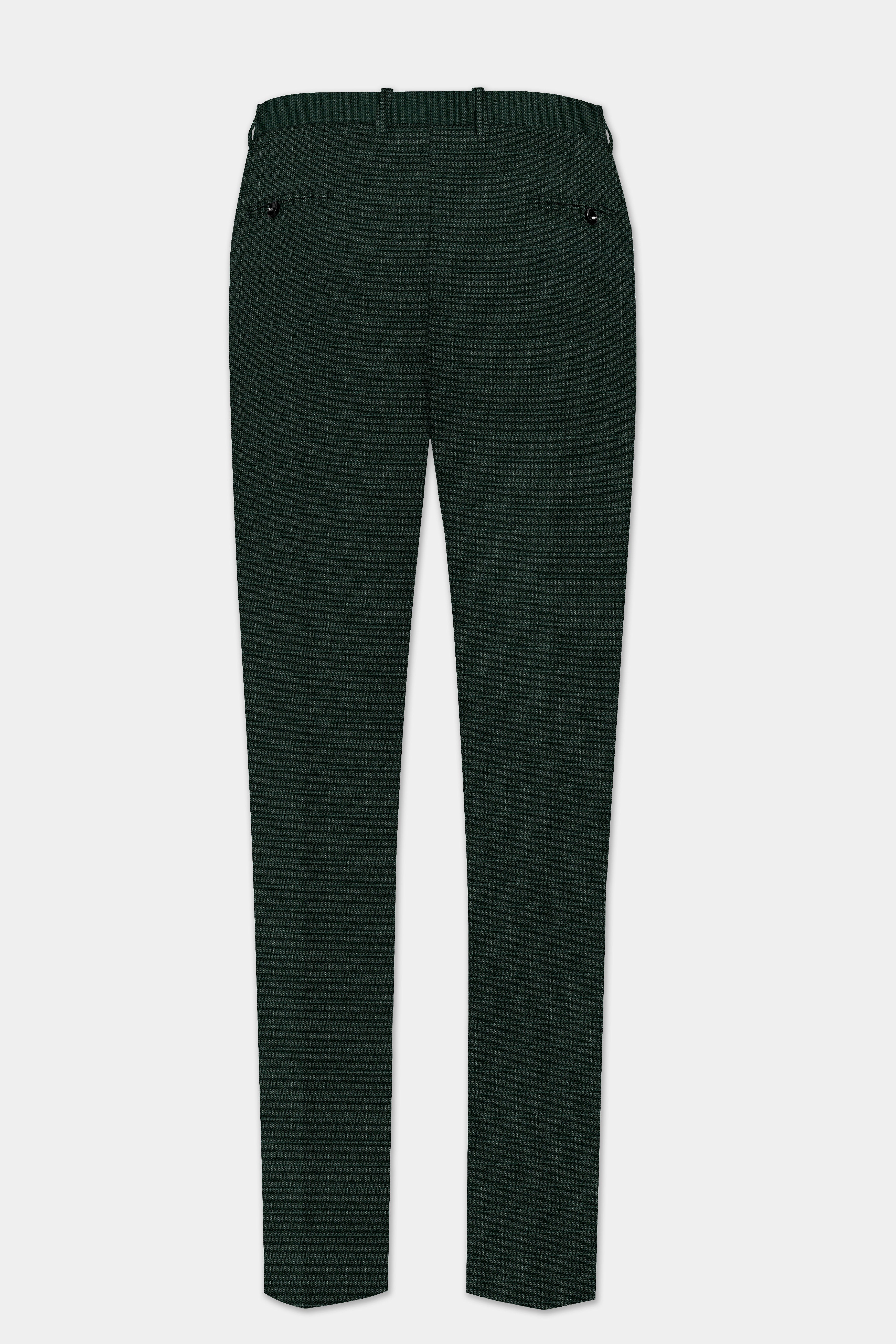 Aztec-Opulent Green Plaid Wool Rich Cross Placket Bandhgala Suit