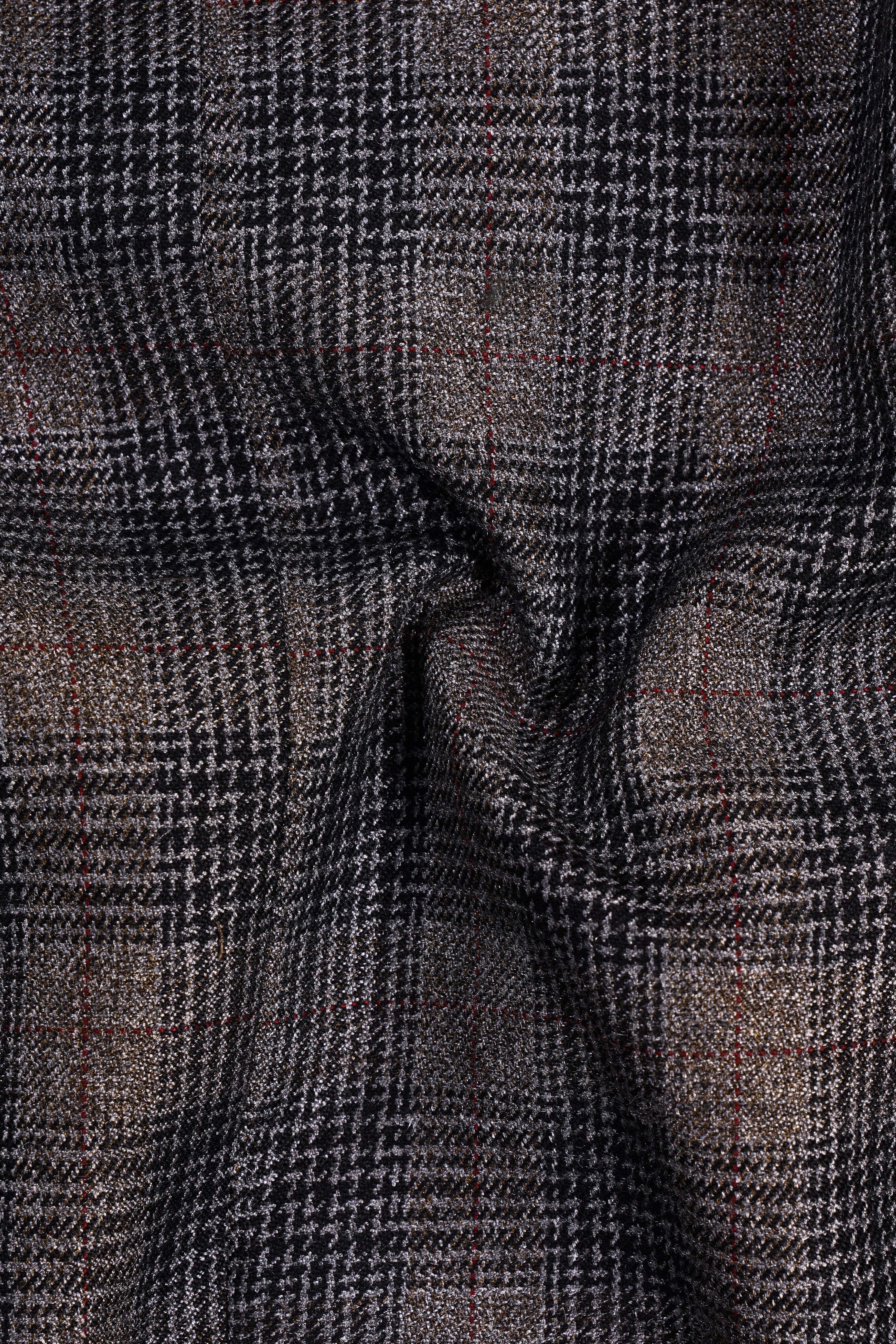 Rustic-Matterhorn Brown Plaid Tweed Double Breasted Designer Suit