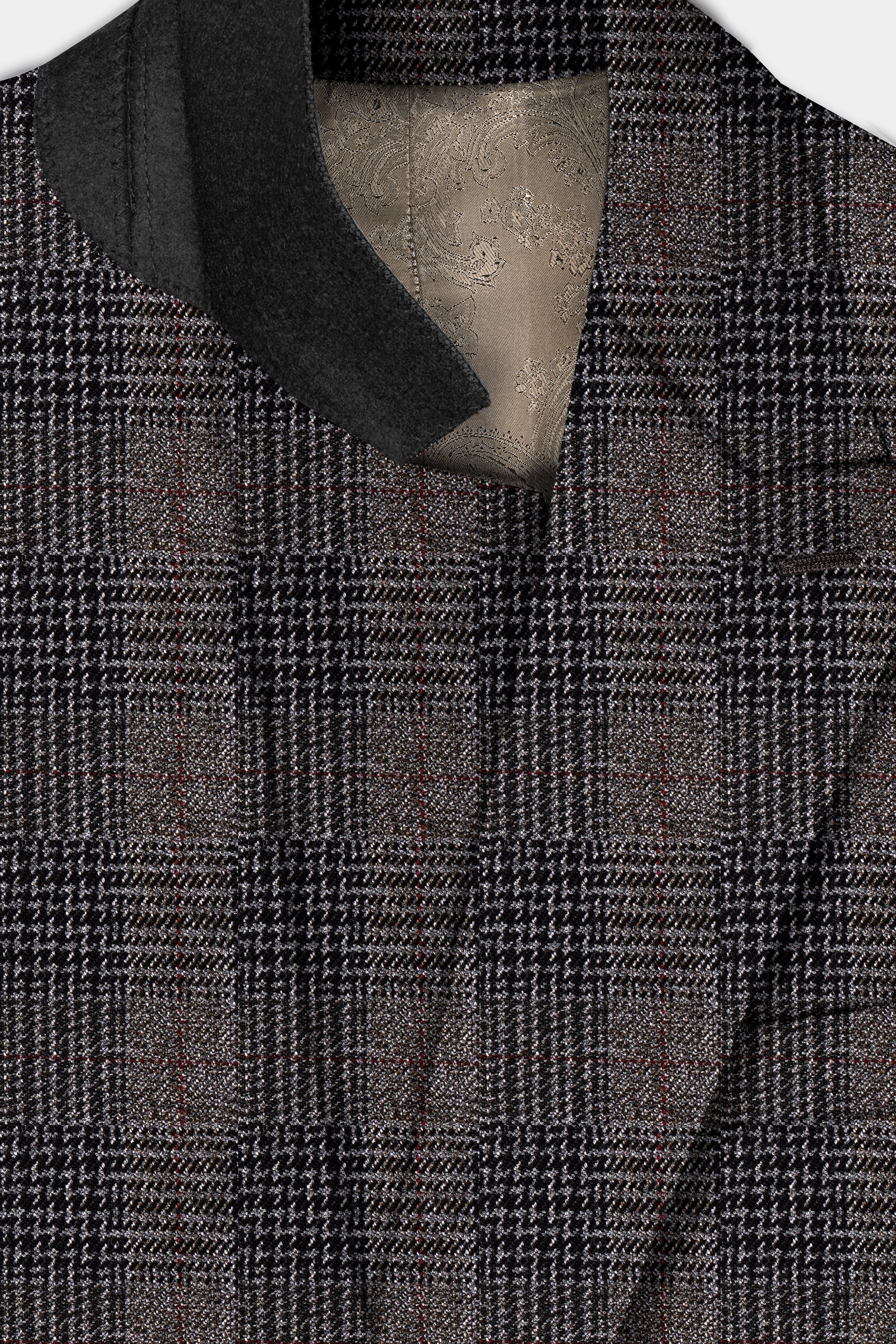 Rustic-Matterhorn Brown Plaid Tweed Double Breasted Designer Suit