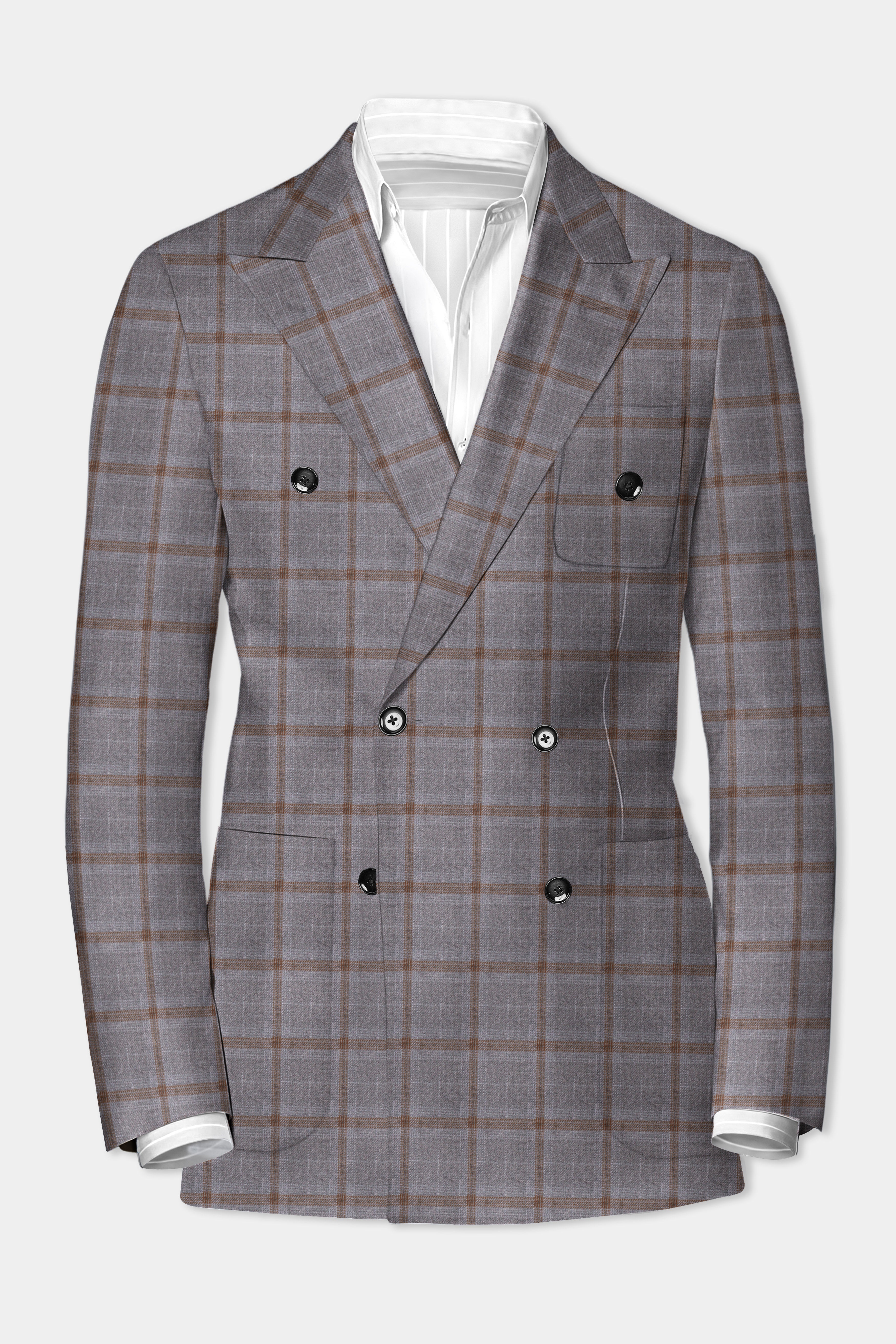 Flintstone-Gray windows Tweed Double Breasted Sports Suit