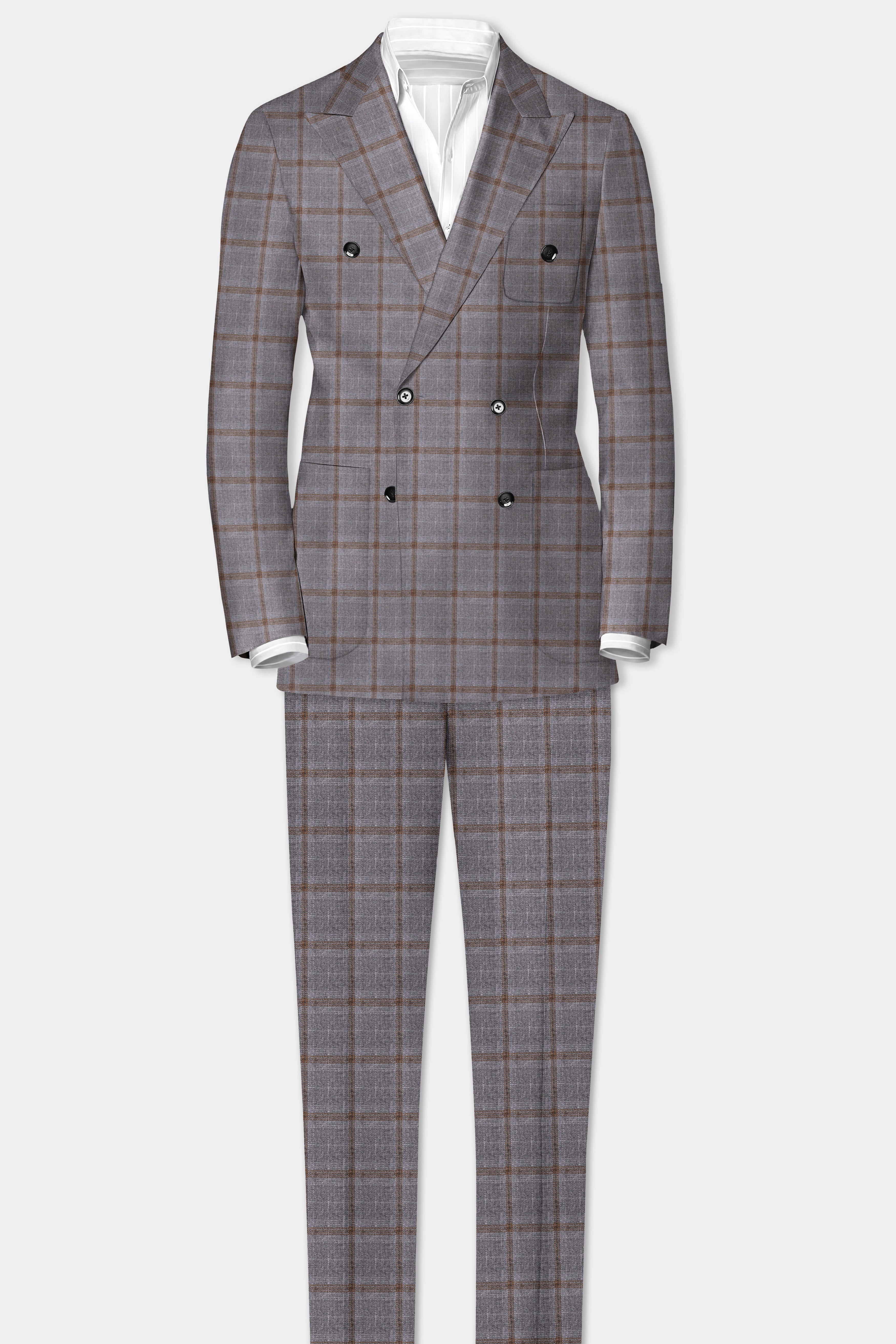 Flintstone-Gray windows Tweed Double Breasted Sports Suit