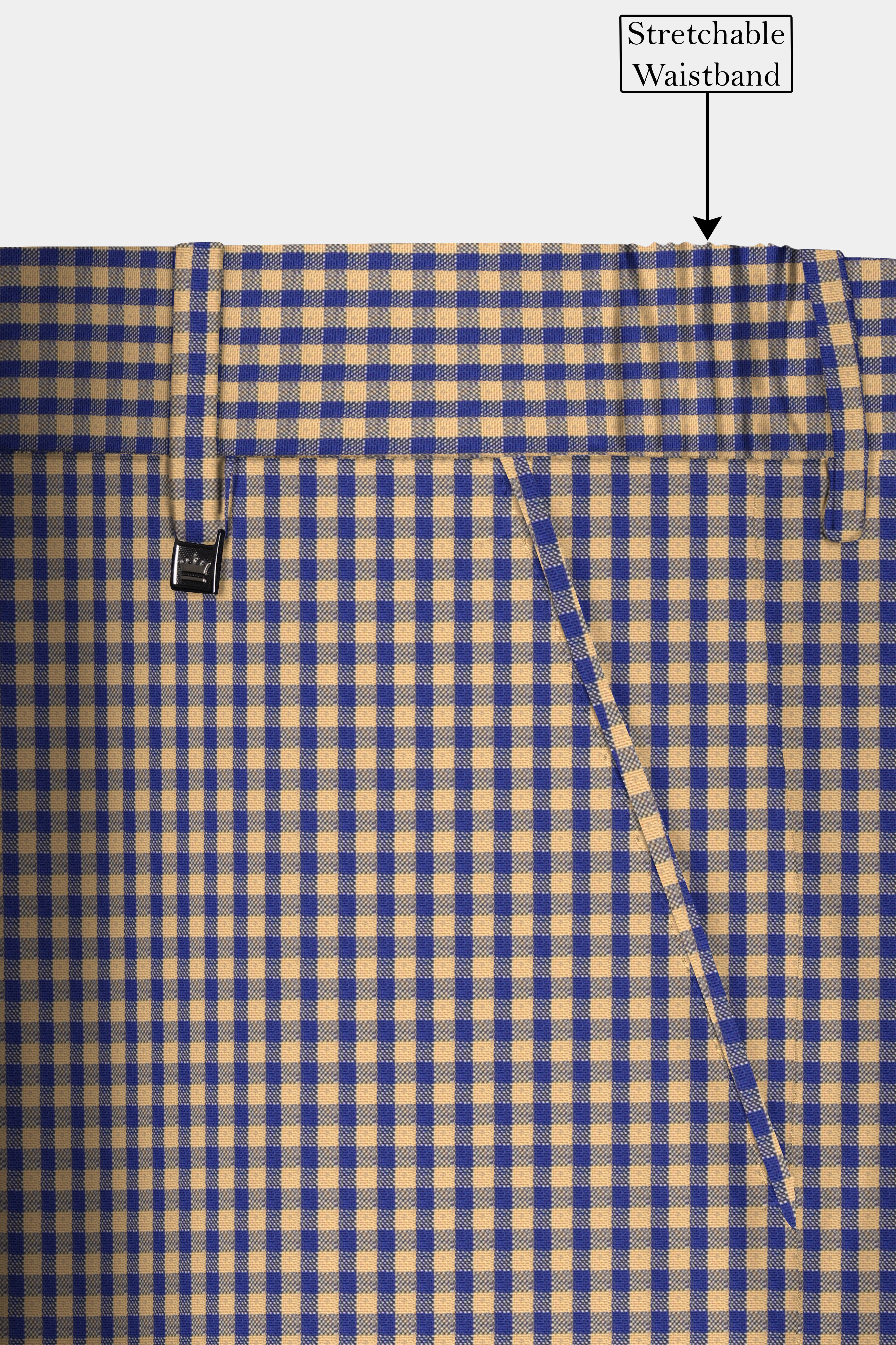 Sierra-Catalina Blue And Tacao Yellow Gingham Plaid Cotton Double Breasted Suit