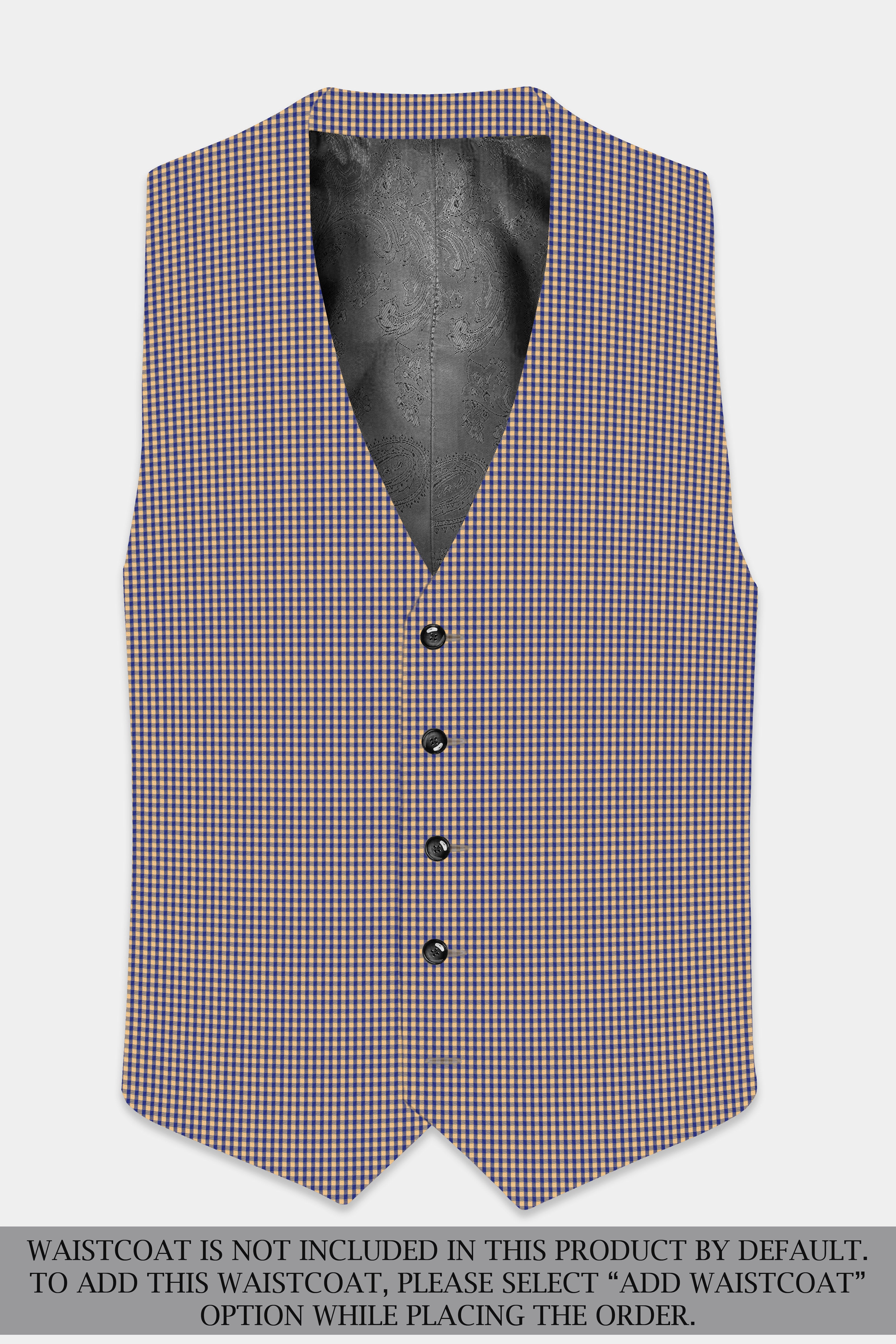 Sierra-Catalina Blue And Tacao Yellow Gingham Plaid Cotton Double Breasted Suit