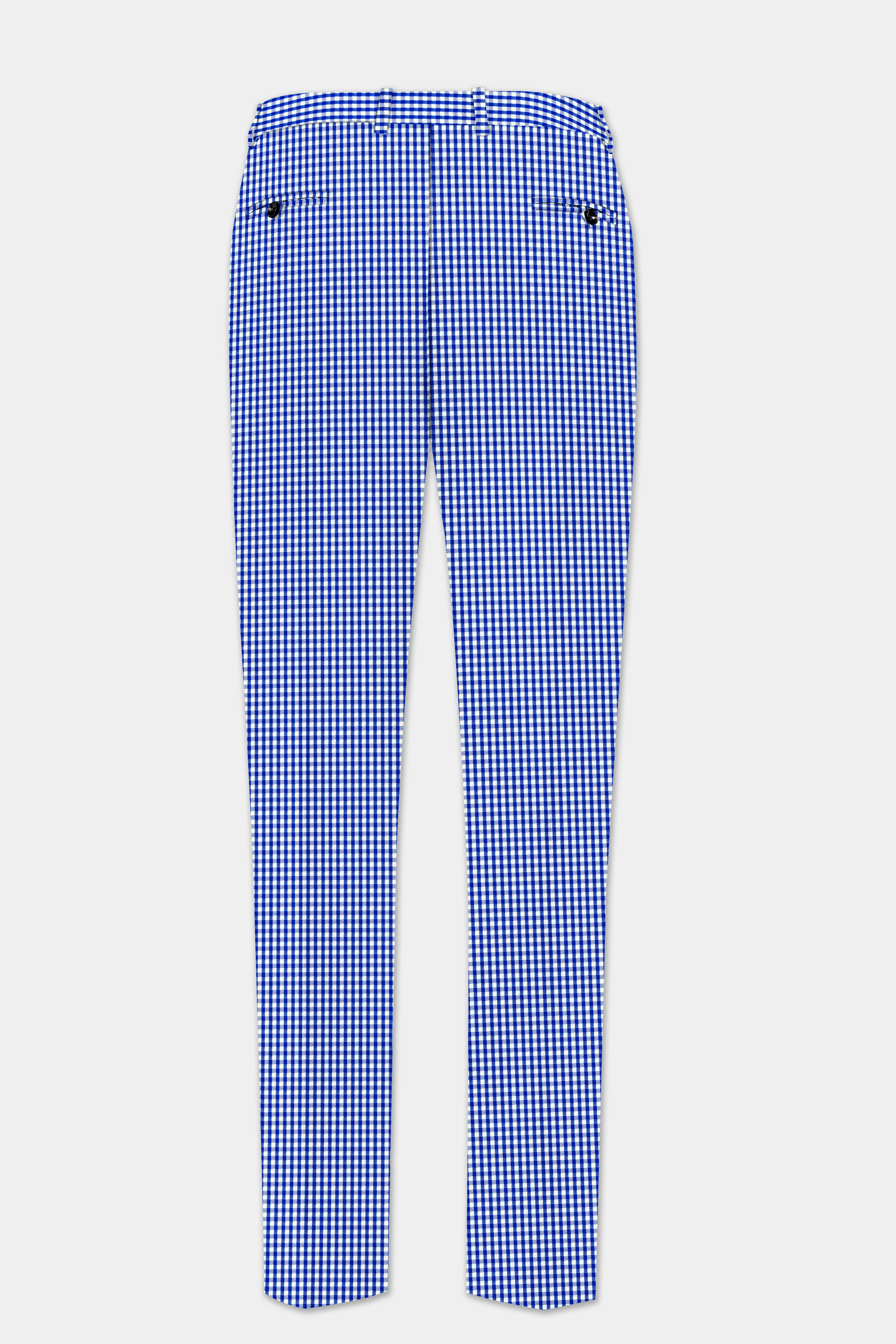 Nautilus-Torea Bay Blue And Bright White Gingham Plaid Cotton Double Breasted Suit