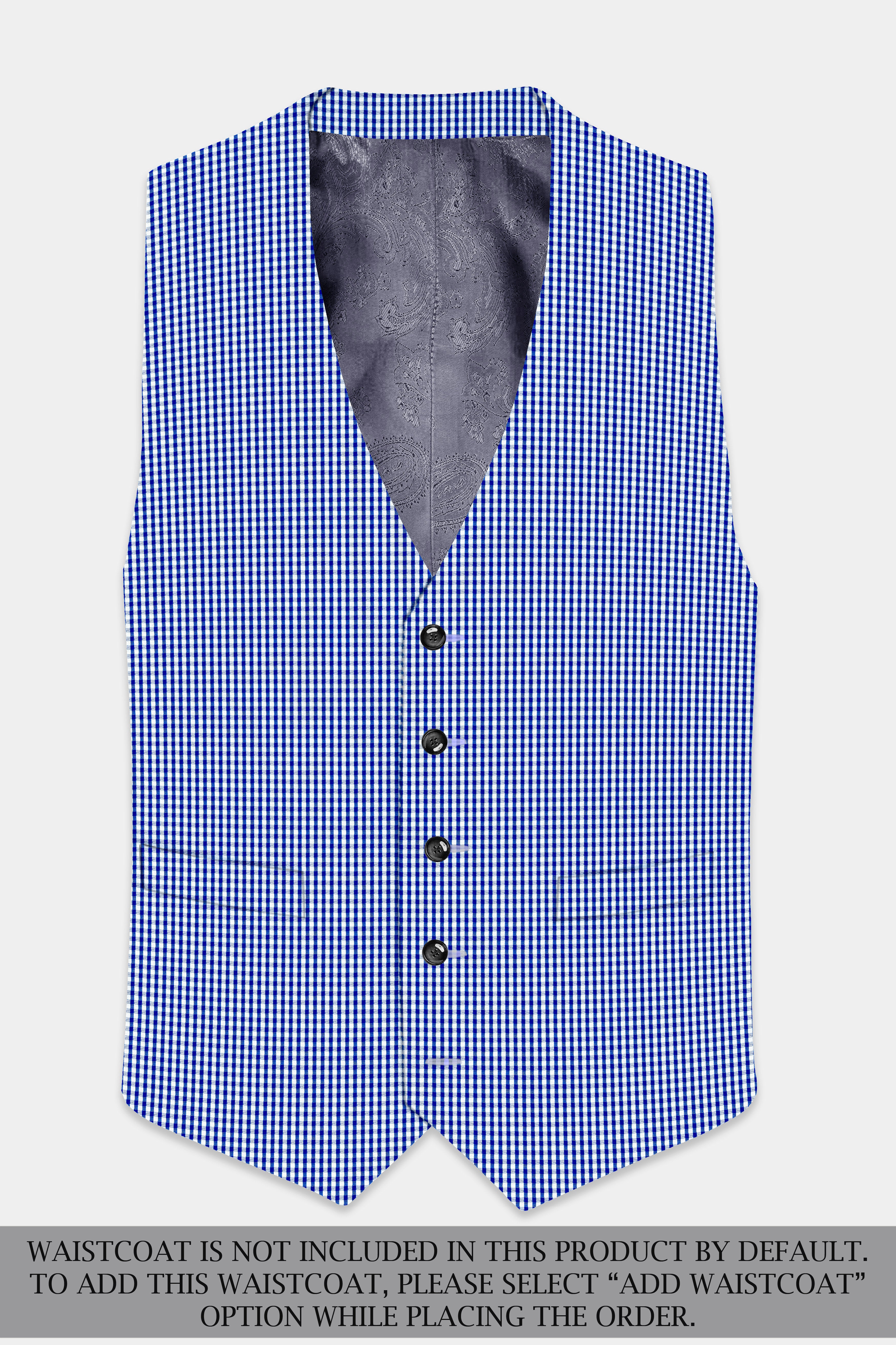 Nautilus-Torea Bay Blue And Bright White Gingham Plaid Cotton Double Breasted Suit