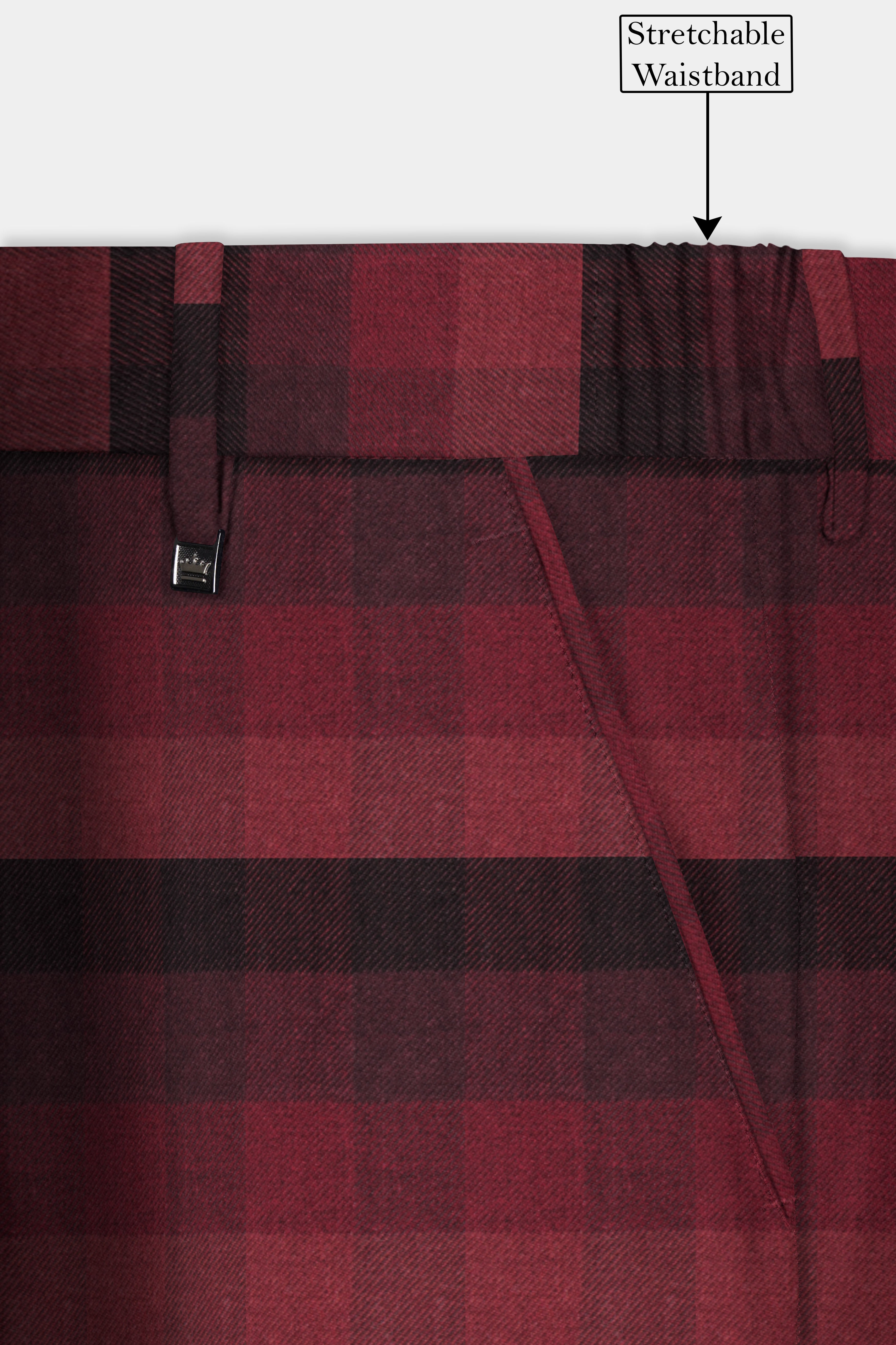 Obsidian-Wine Berry Red And Thunder Black Plaid Tweed Double Breasted Suit