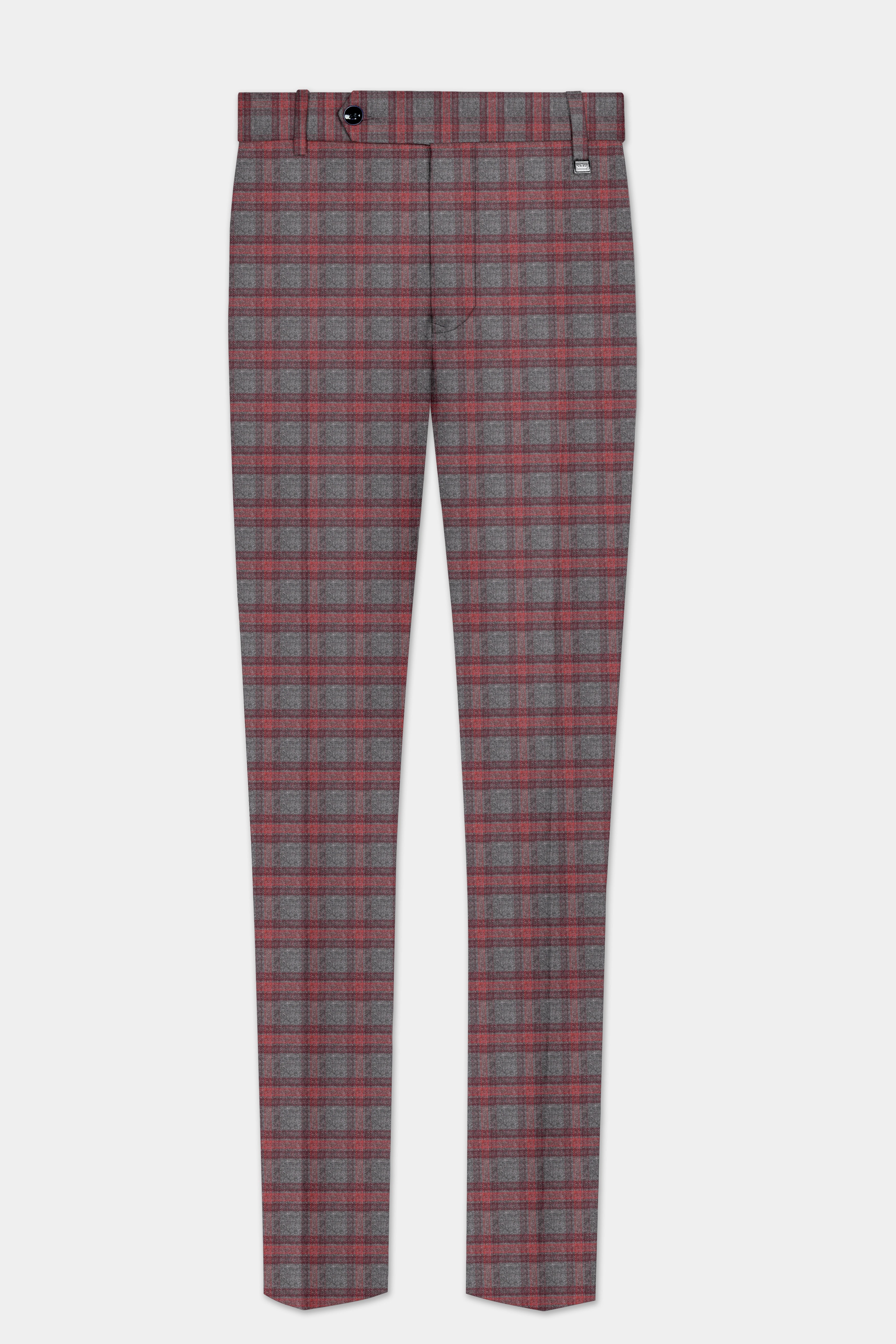 Tuscany-Chicago Gray And Tosca Red Plaid Tweed Single Breasted Suit