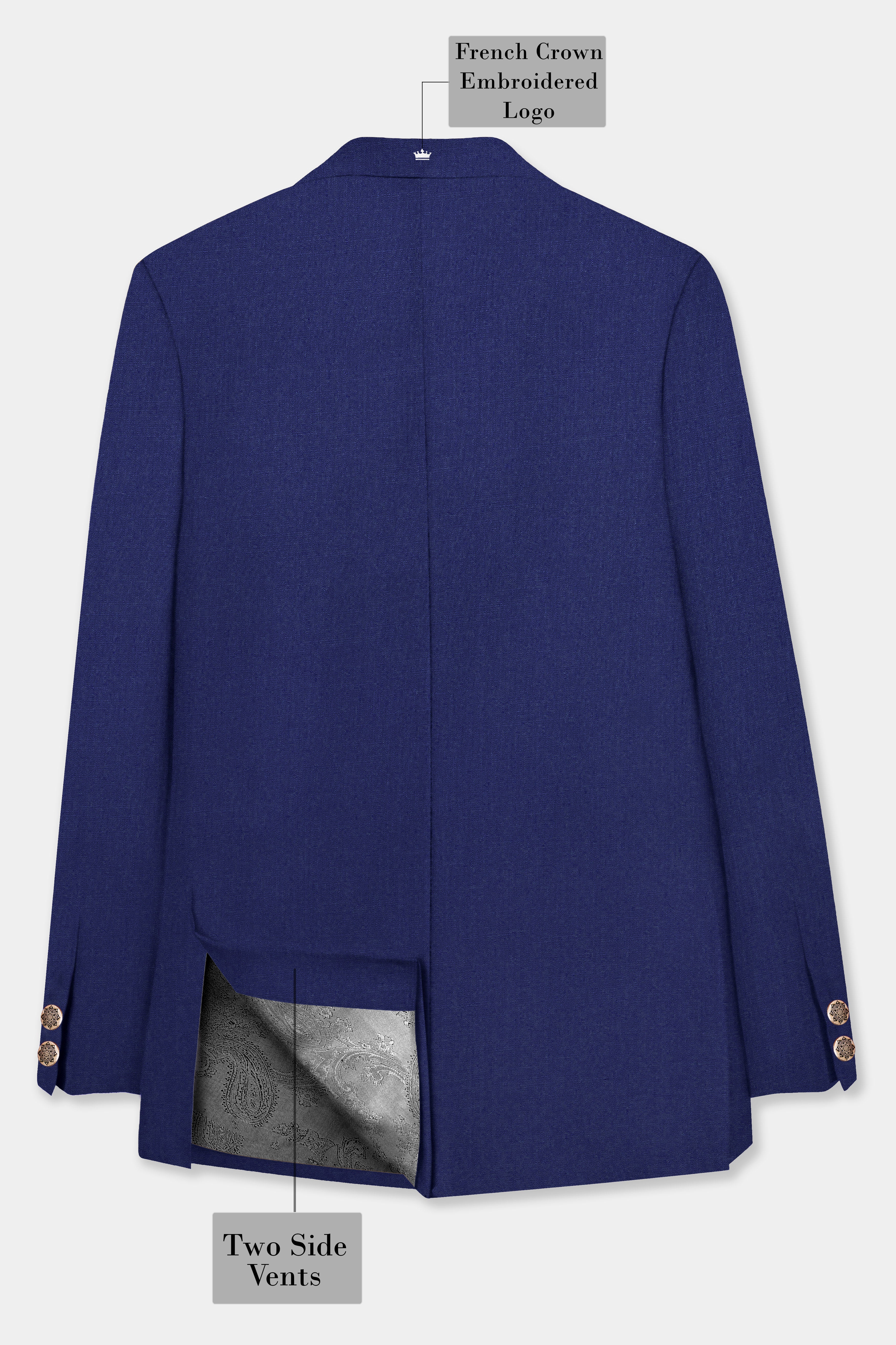 Celestia- Blue Solid Wool Rich Bandhgala Slight Stretch Suit