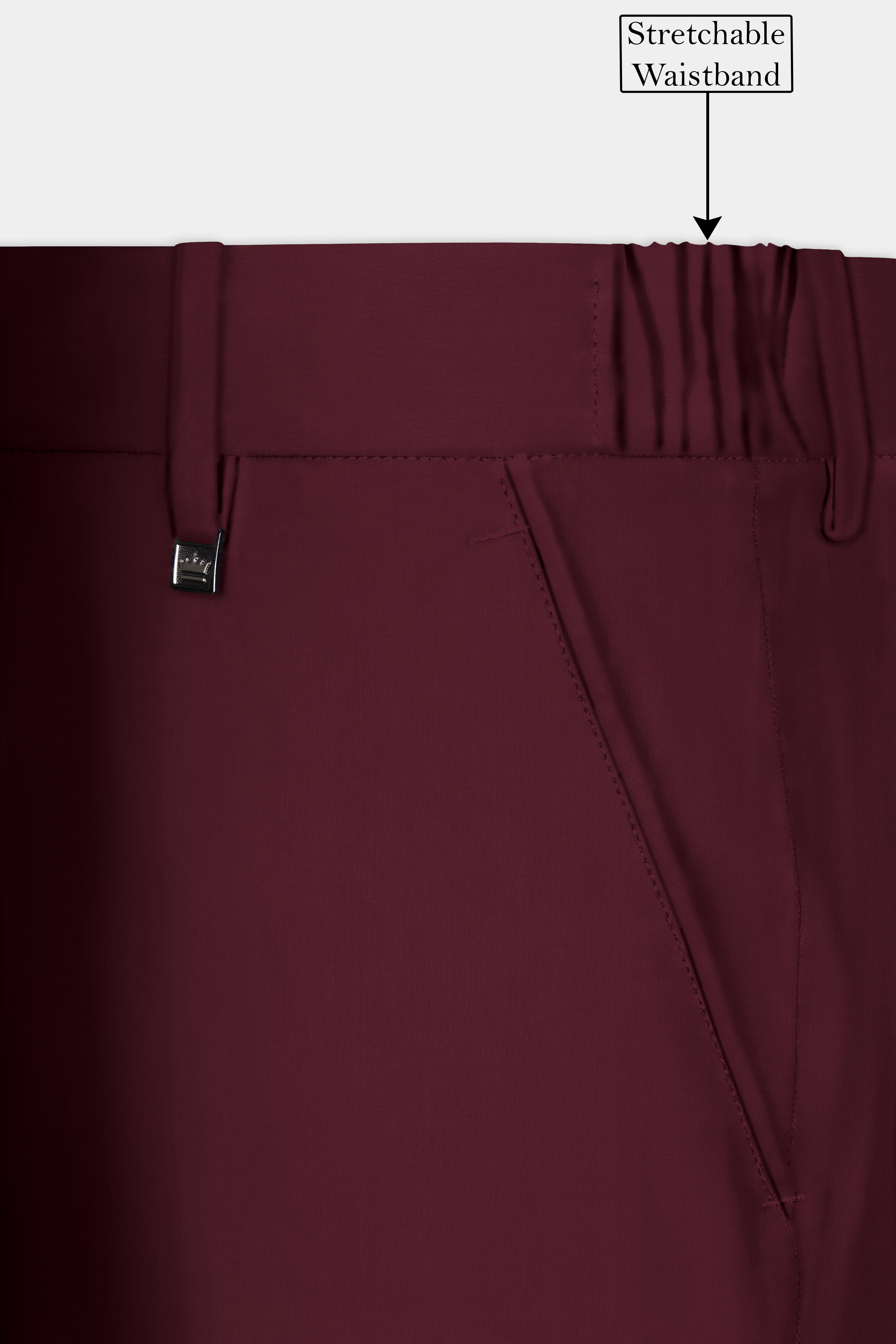 Merlot-Wine Berry Solid Wool Rich Tuxedo Slight Stretch Suit