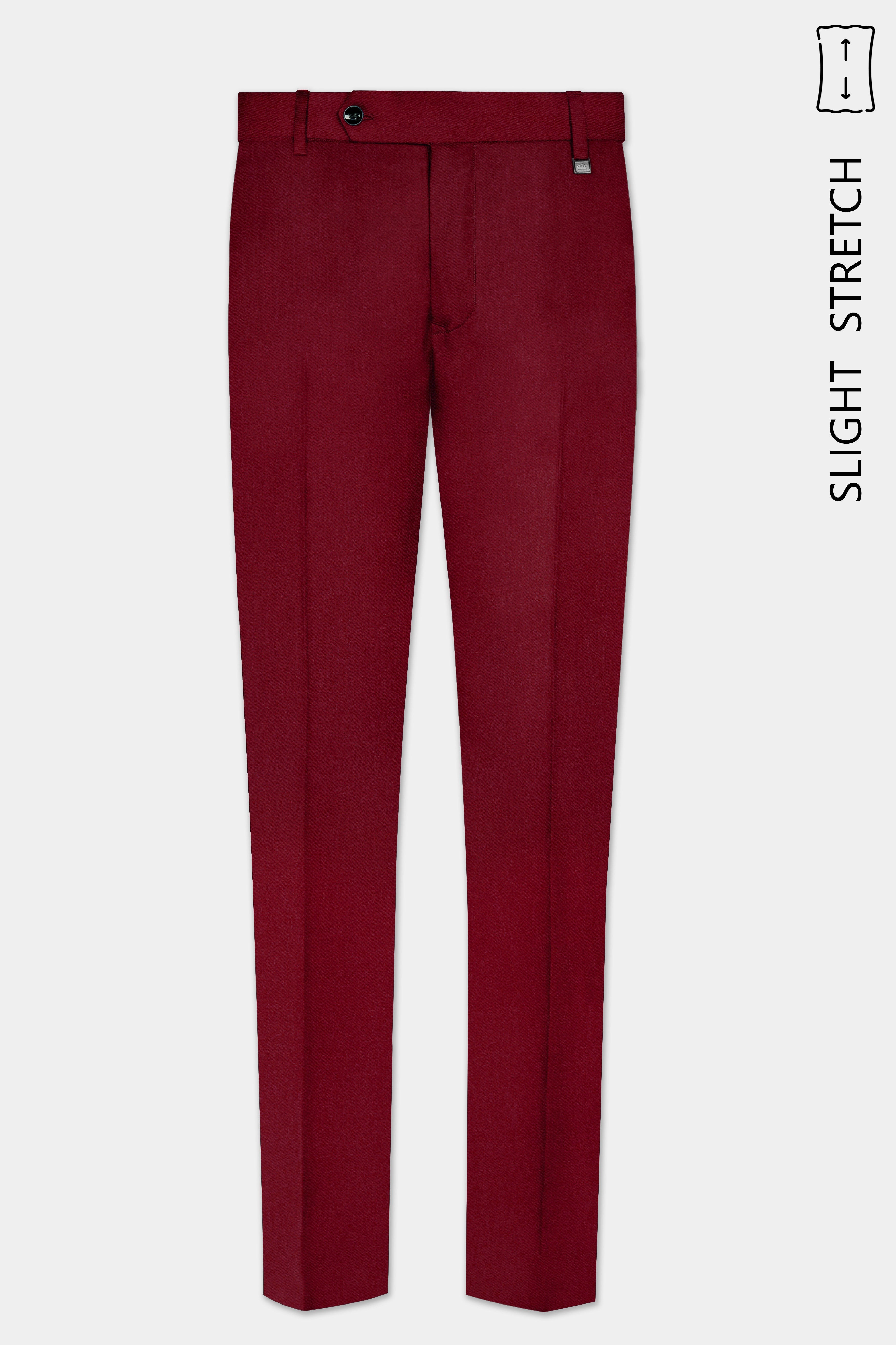 CrimsonAce-Cherry Red Solid Wool Rich Tuxedo Slight Stretch Suit