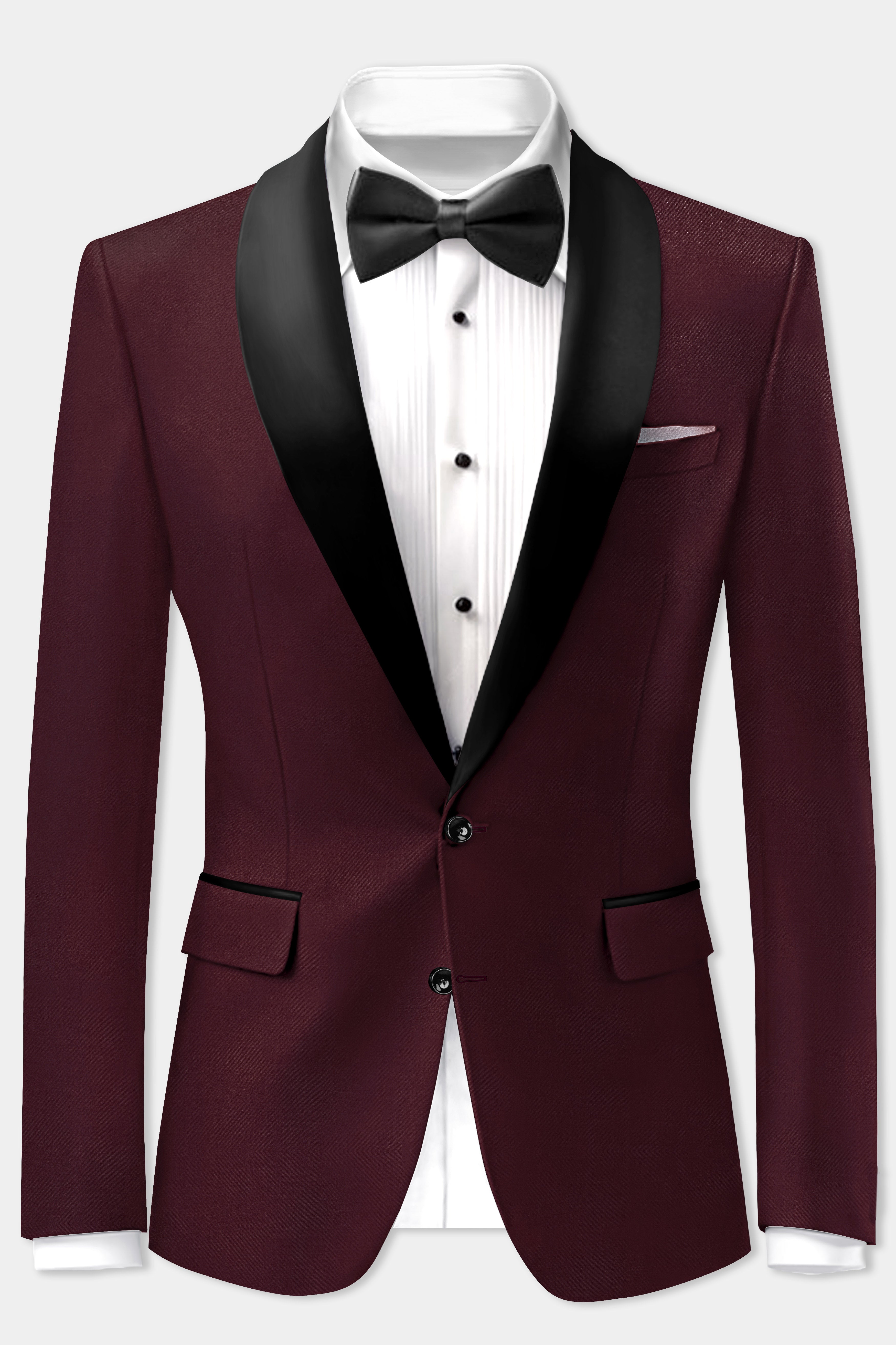 SepiaElite-Tamarind Brown Solid Wool Rich Tuxedo Suit