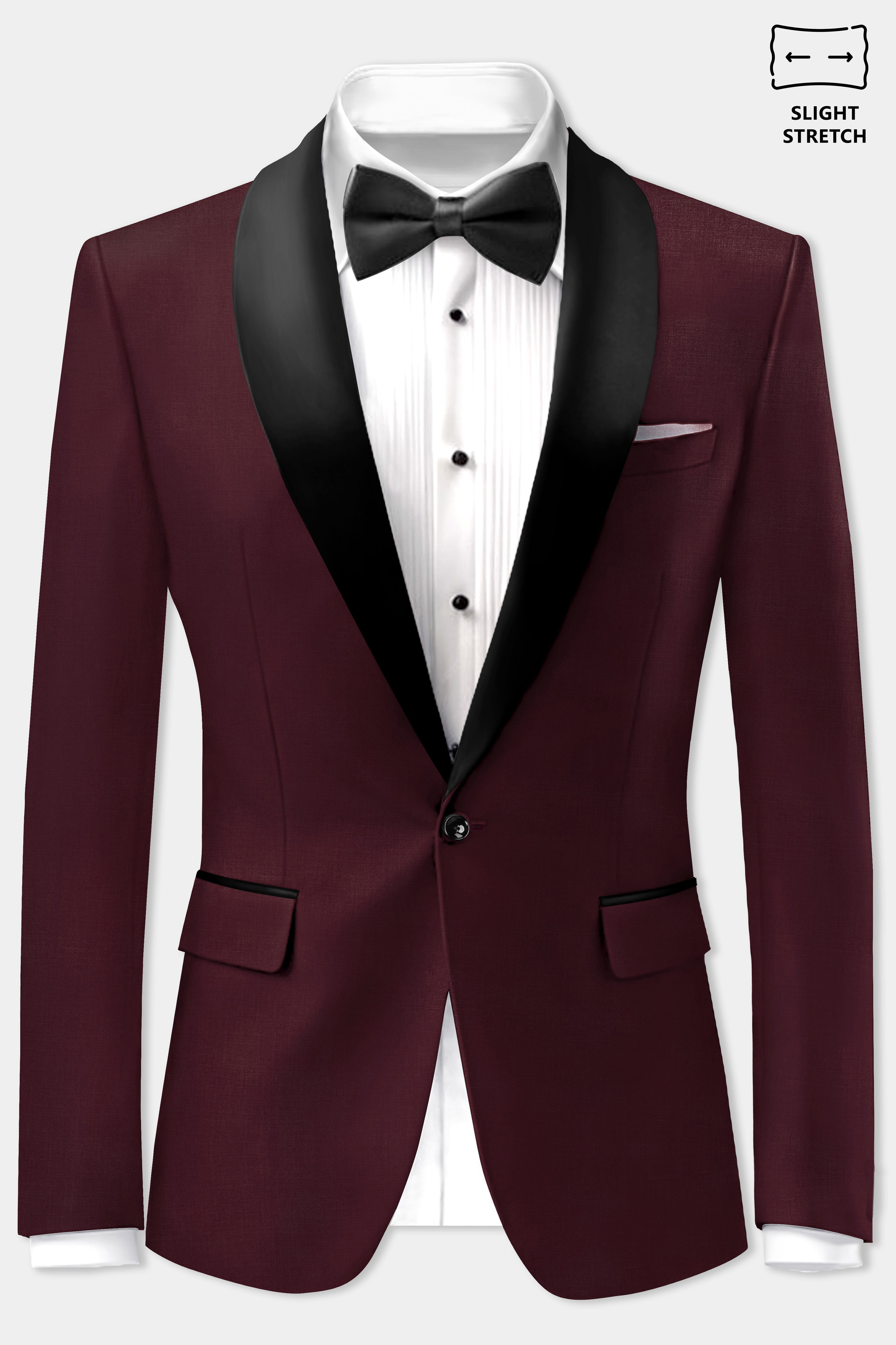 SepiaElite-Tamarind Brown Solid Wool Rich Tuxedo Slight Stretch Suit