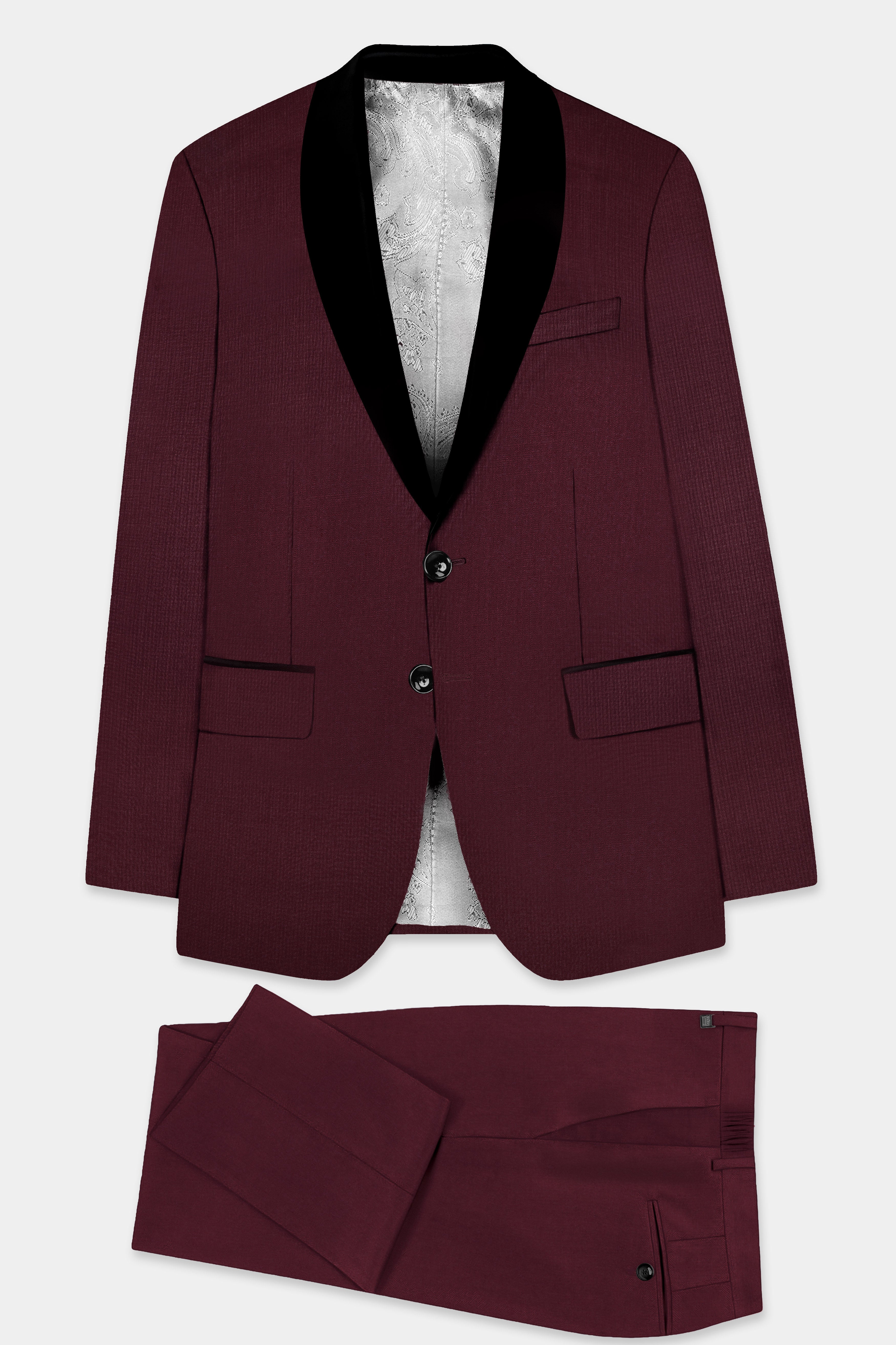 SepiaElite-Tamarind Brown Solid Wool Rich Tuxedo Suit