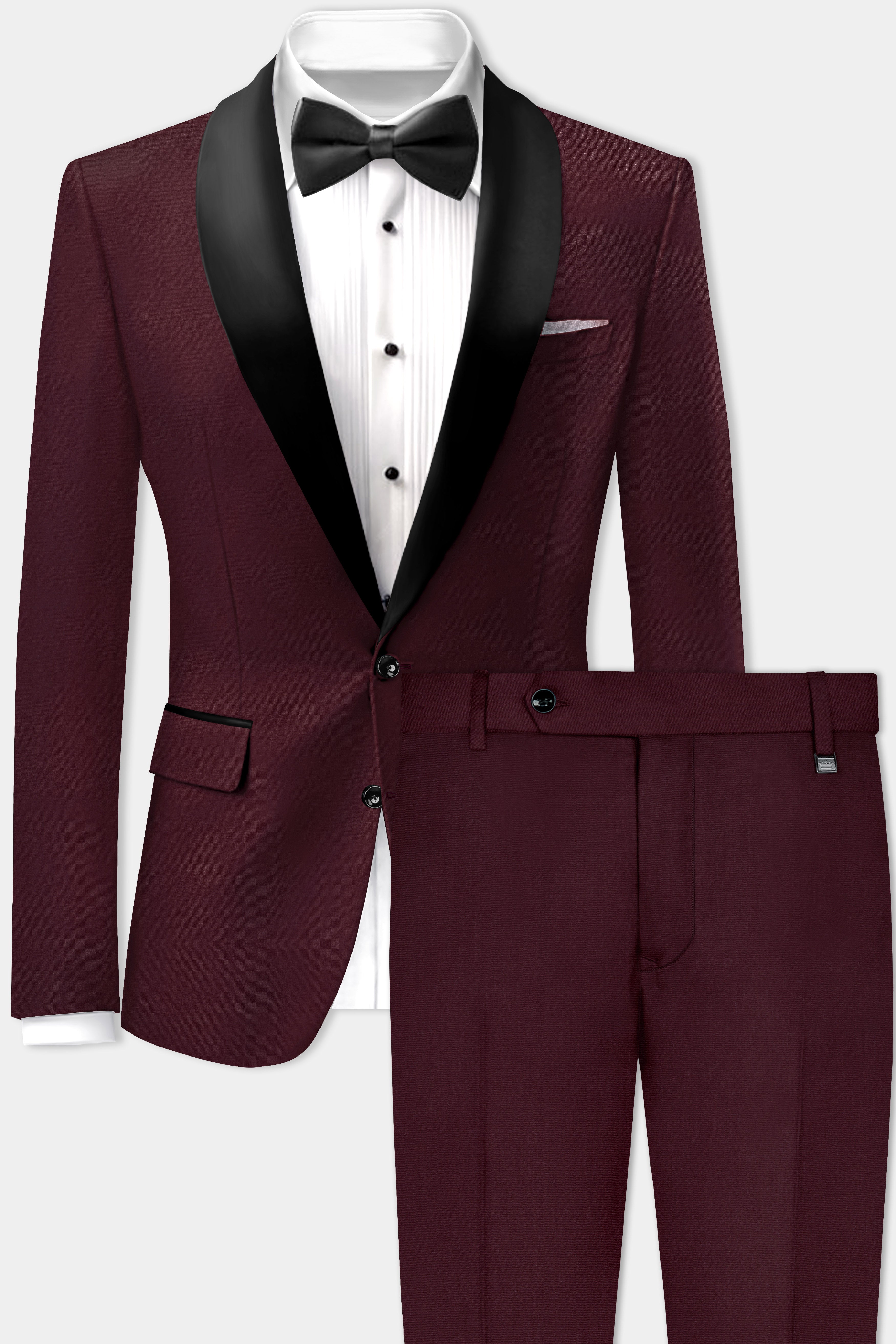 SepiaElite-Tamarind Brown Solid Wool Rich Tuxedo Suit